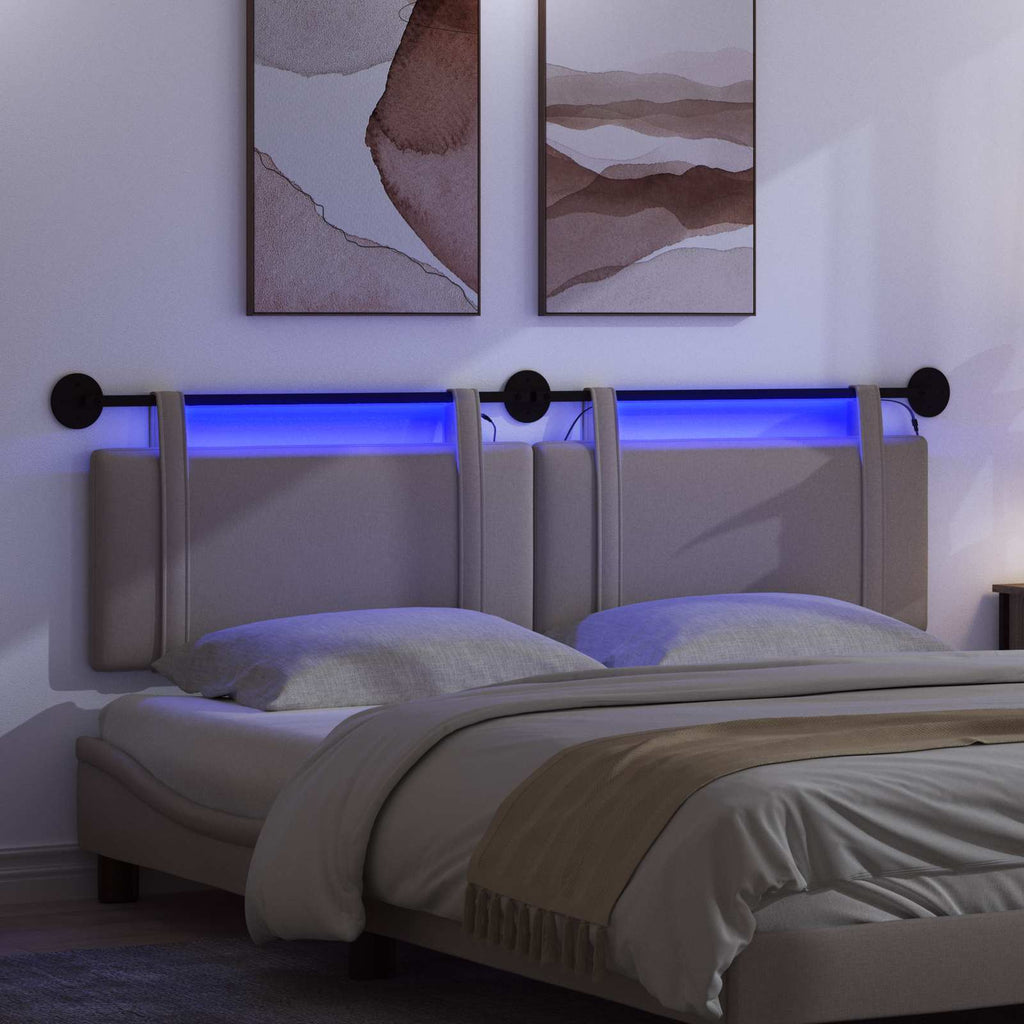 Hängendes Kopfteil Mit LED Licht Taupe Stoff
