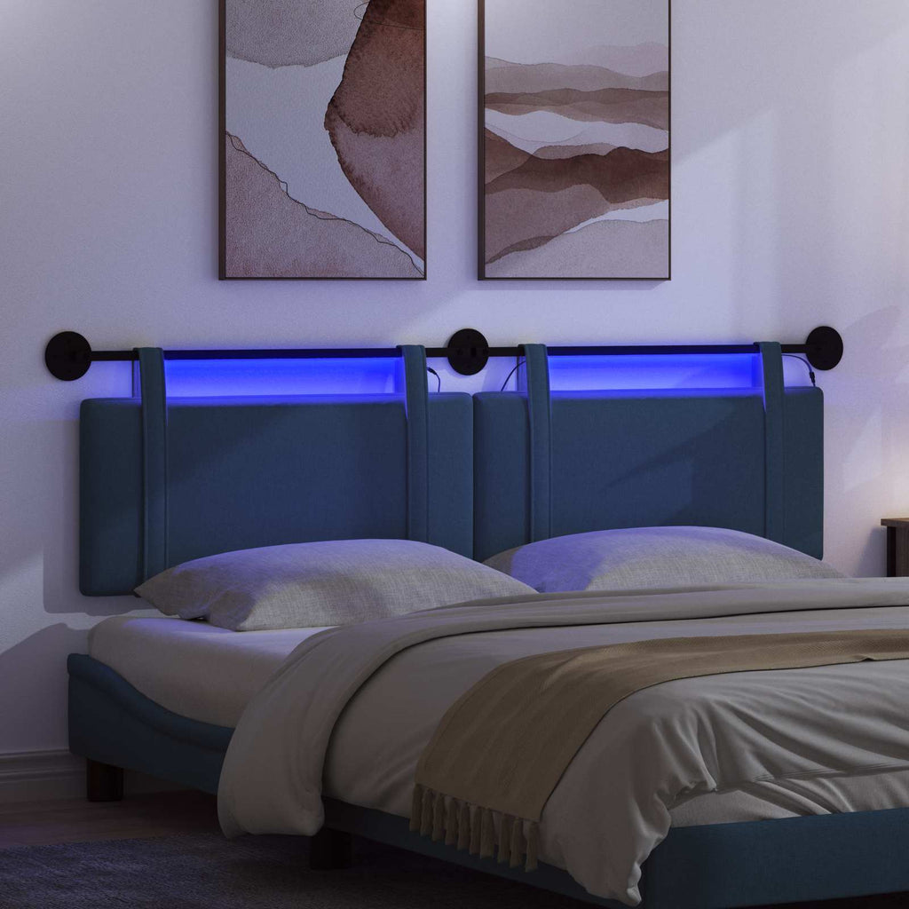 Hängendes Kopfteil Mit LED Licht Blau Stoff