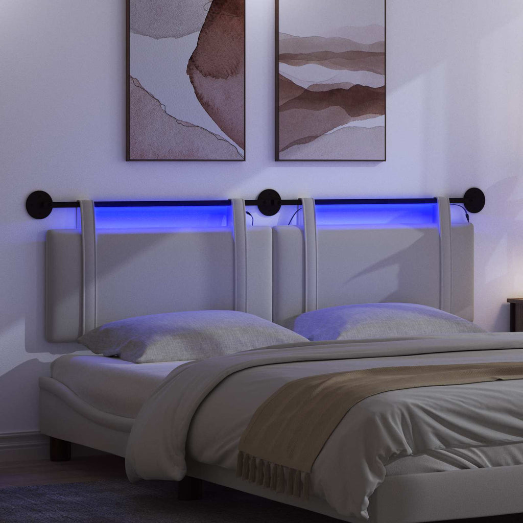 Hängendes Kopfteil Mit LED Licht Weiß Stoff