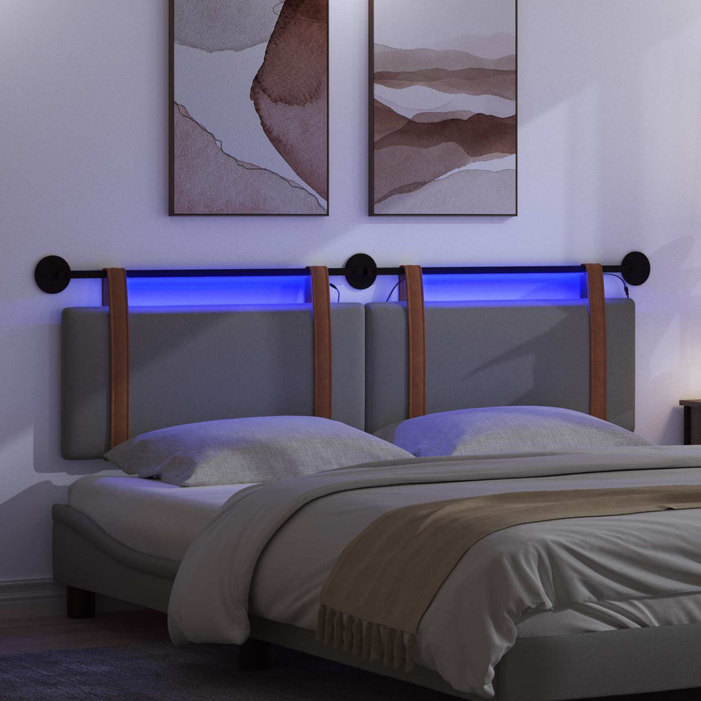 Hängendes Kopfteil Mit LED Licht Dunkelgrau Antikes PU