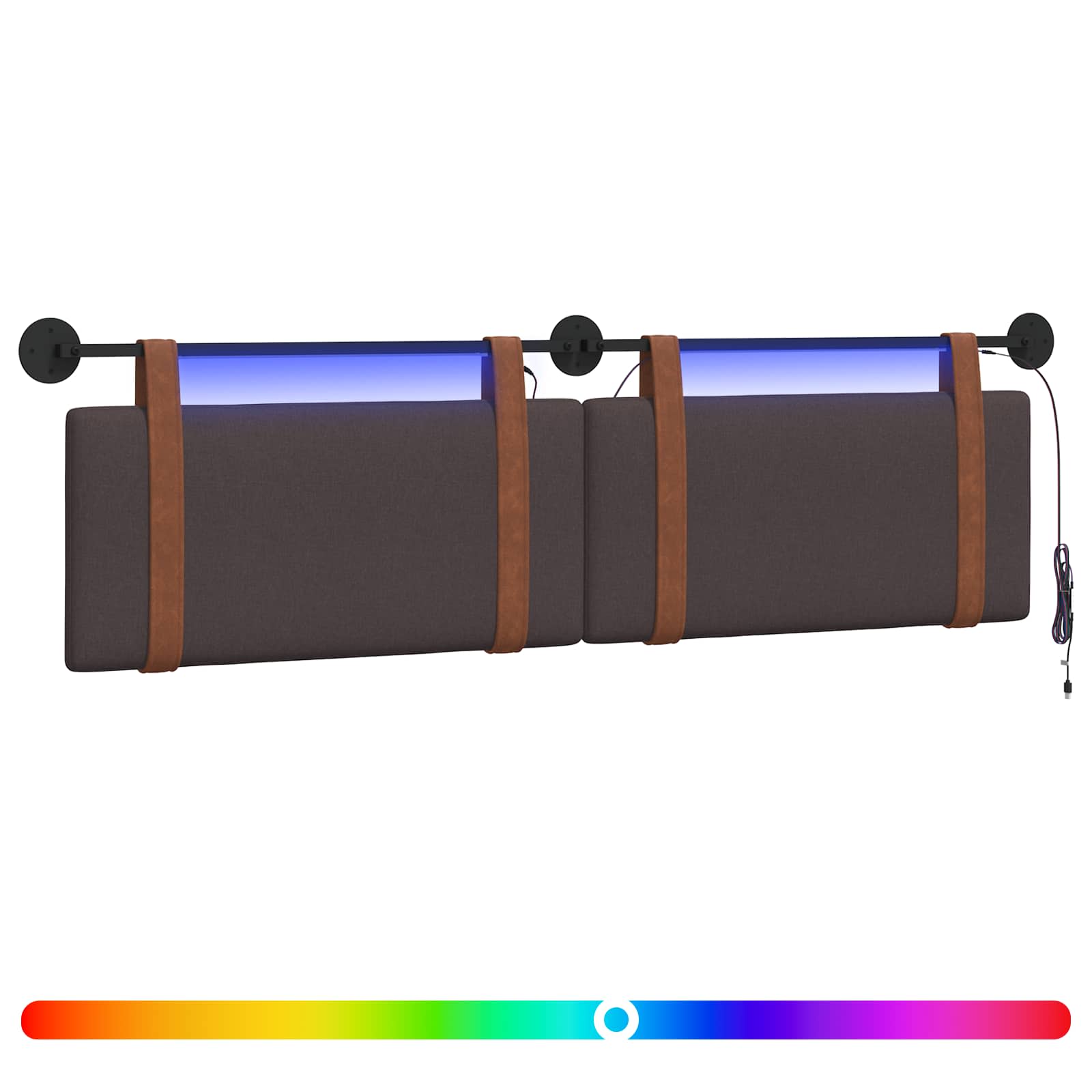 Hängendes Kopfteil Mit LED Licht Dunkelbraun Antikes PU