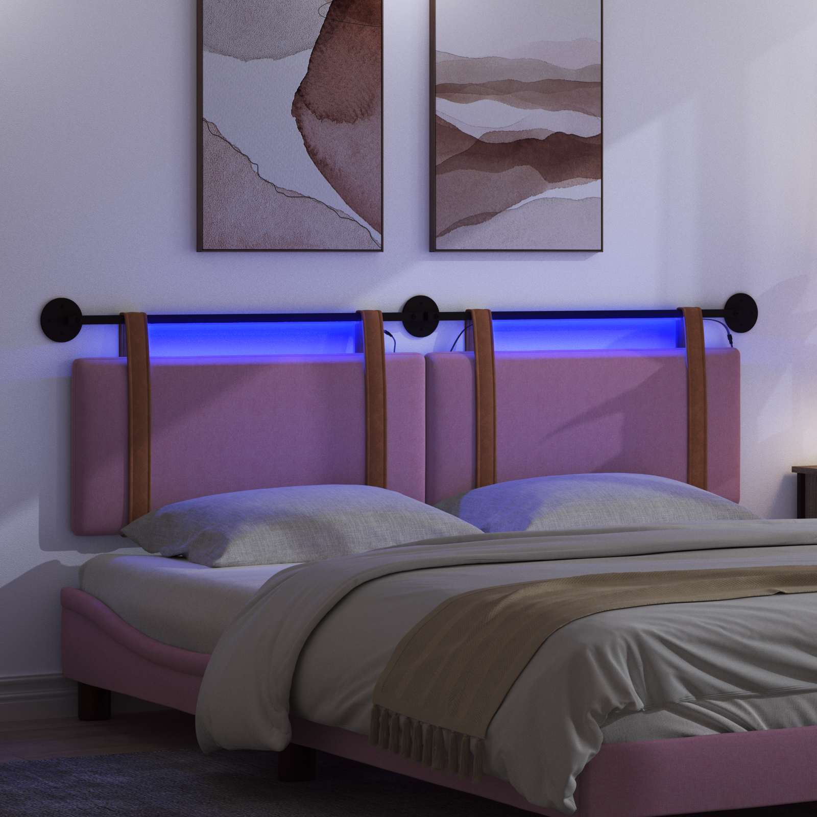 Hängendes Kopfteil Mit LED Licht Rosa Antikes PU