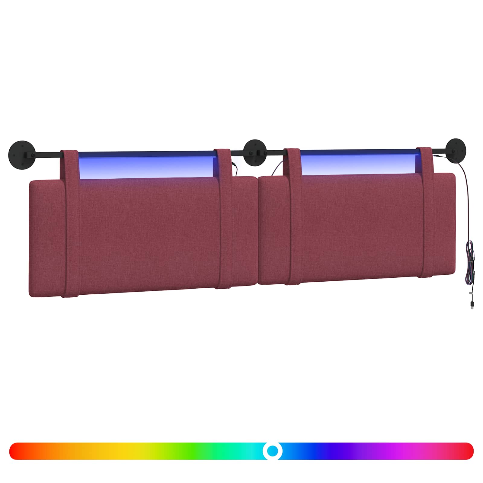 Hängendes Kopfteil Mit LED Licht Weinrot Stoff