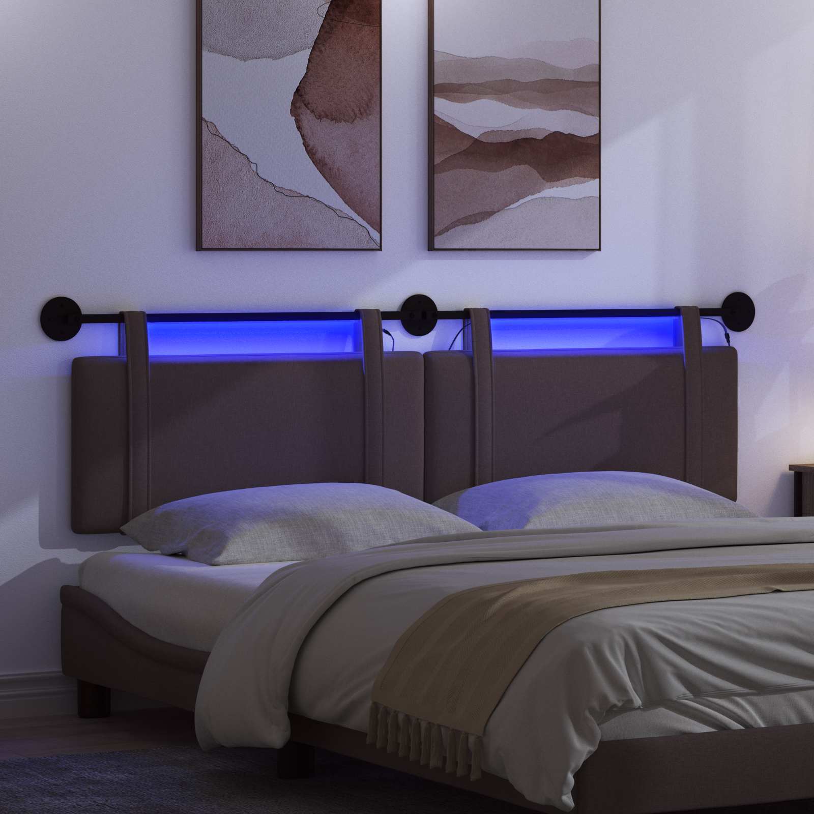 Hängendes Kopfteil Mit LED Licht Dunkelbraun Stoff