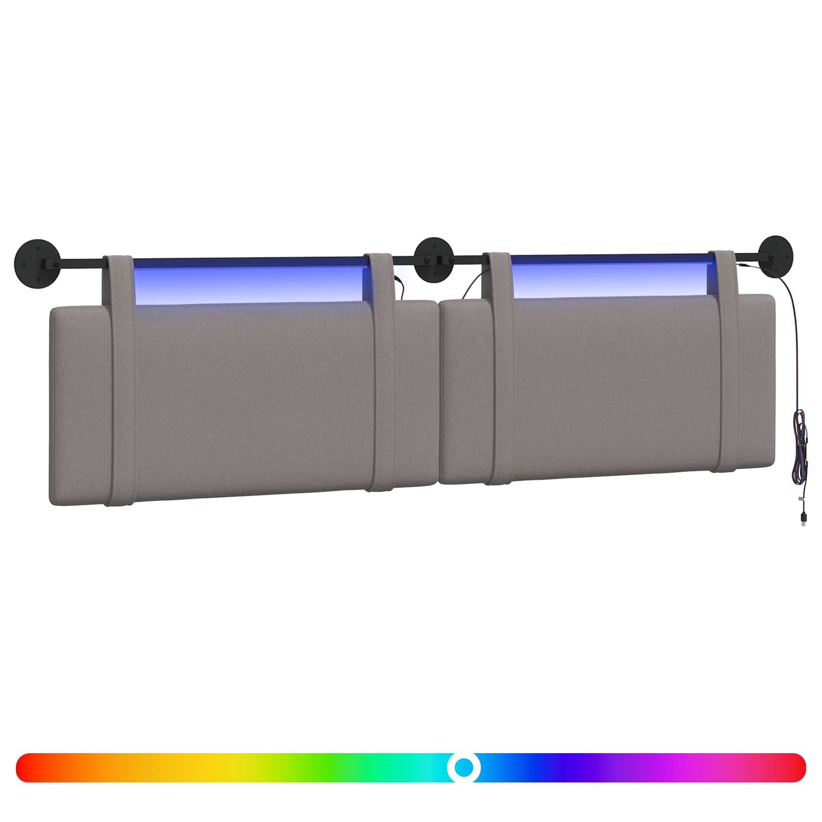 Hängendes Kopfteil Mit LED Licht Taupe Stoff