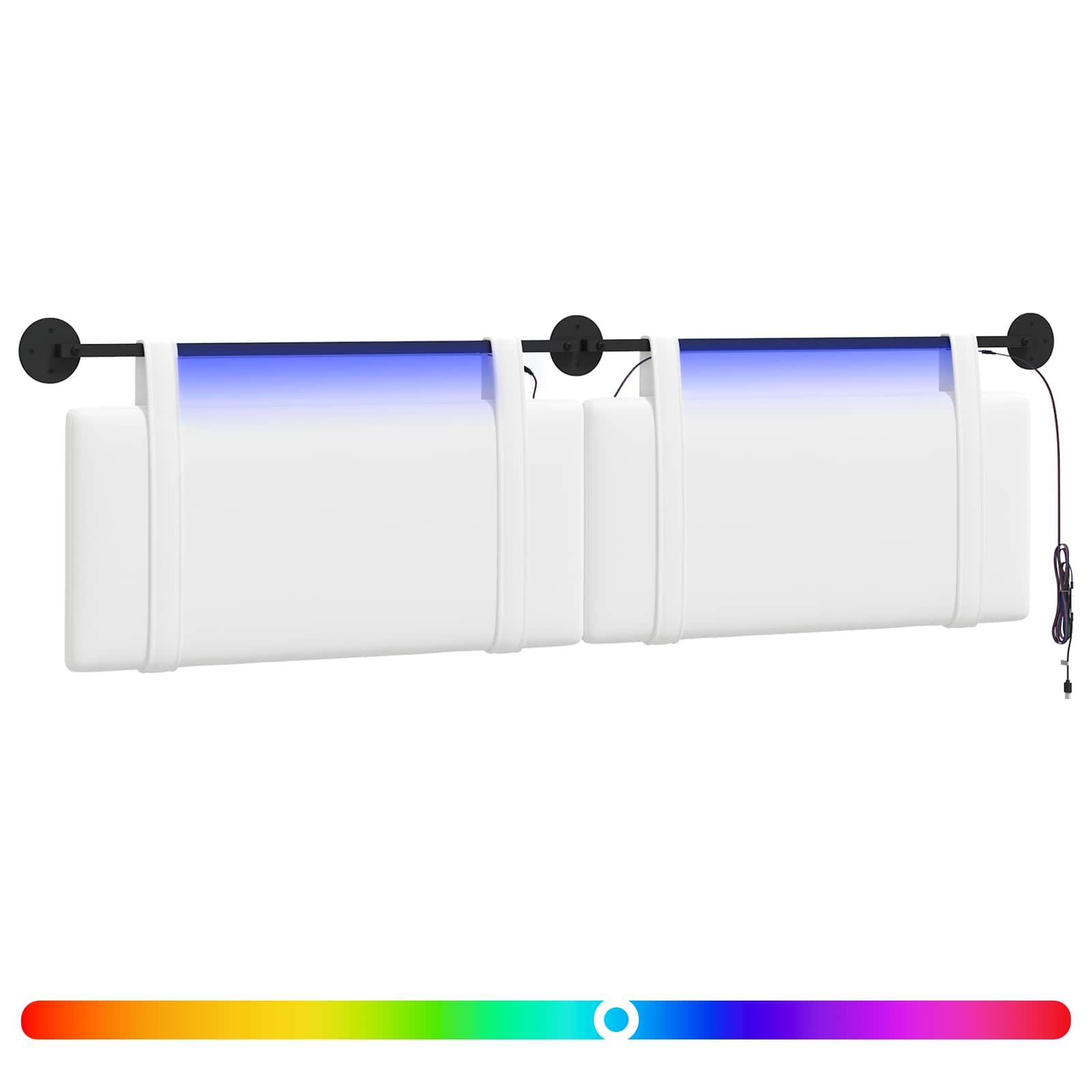 Hängendes Kopfteil Mit LED Licht Weiß Stoff