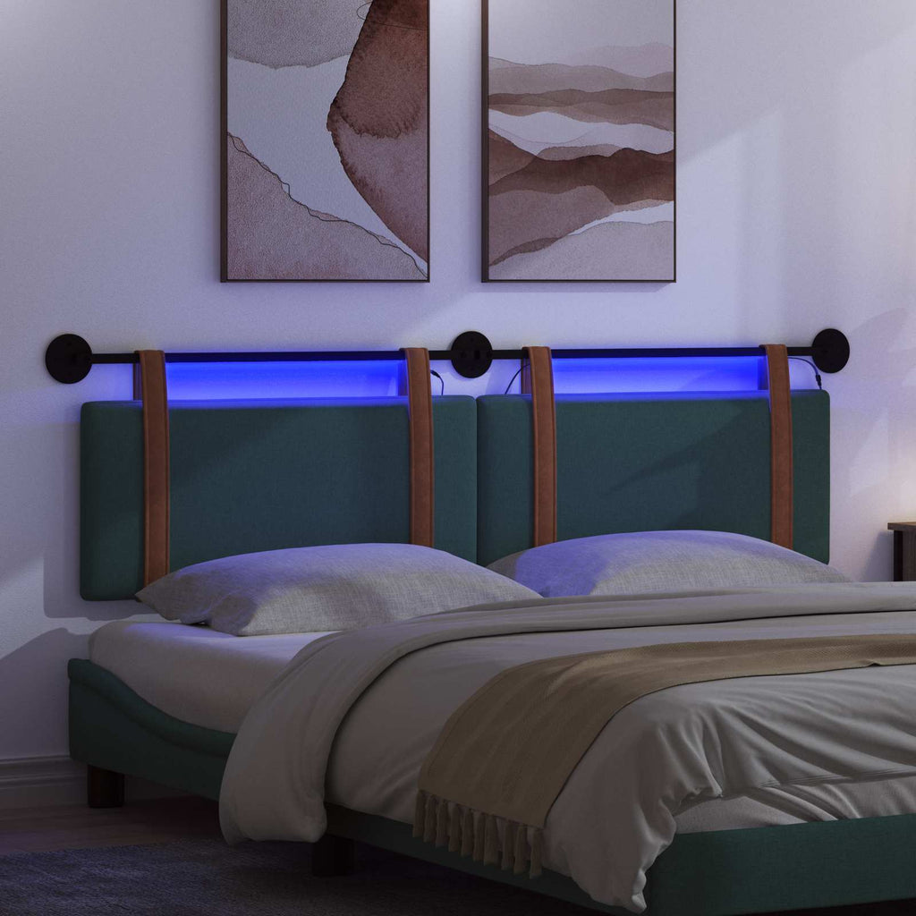 Hängendes Kopfteil Mit LED Licht Dunkelgrün Antikes PU