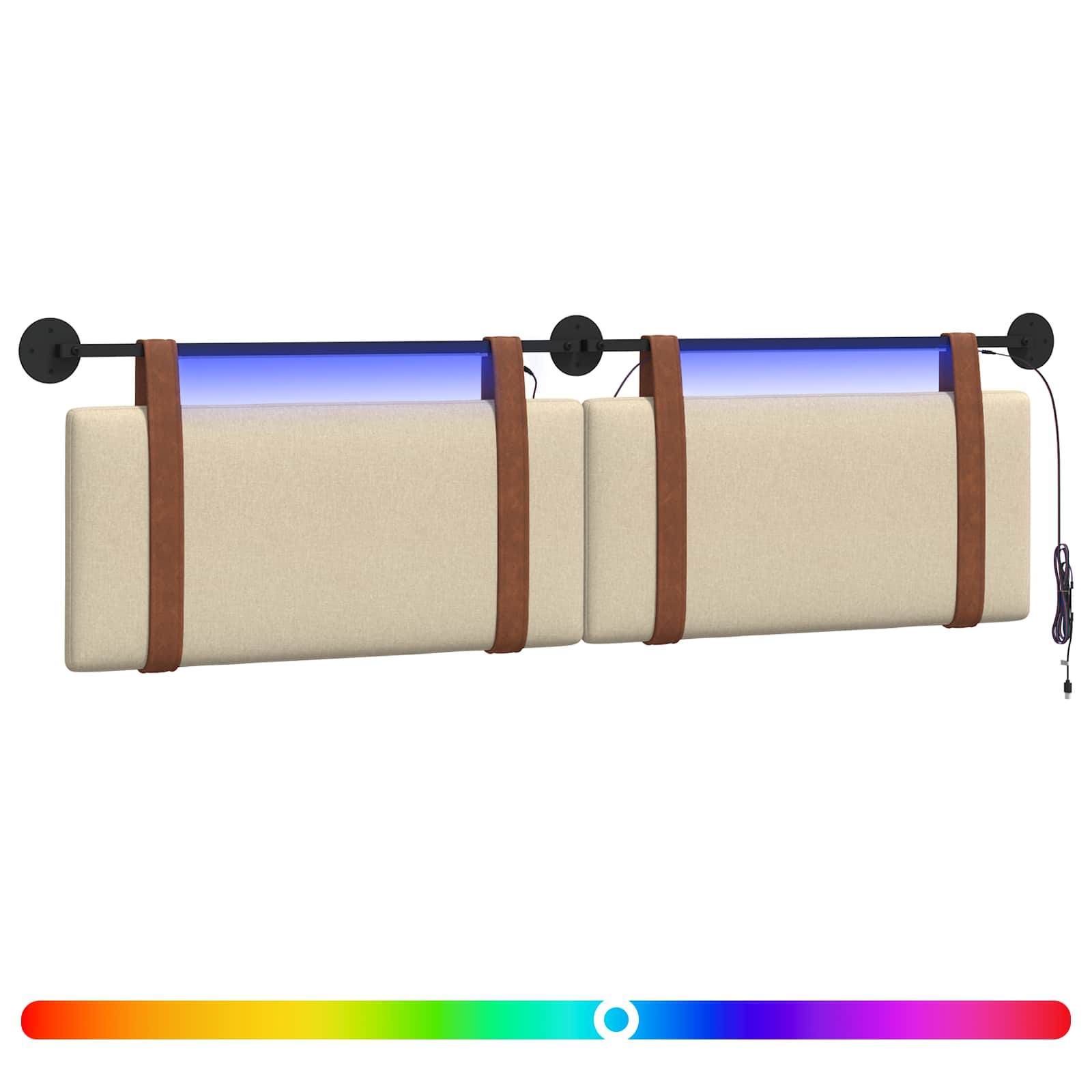 Hängendes Kopfteil Mit LED Licht Creme Antikes PU