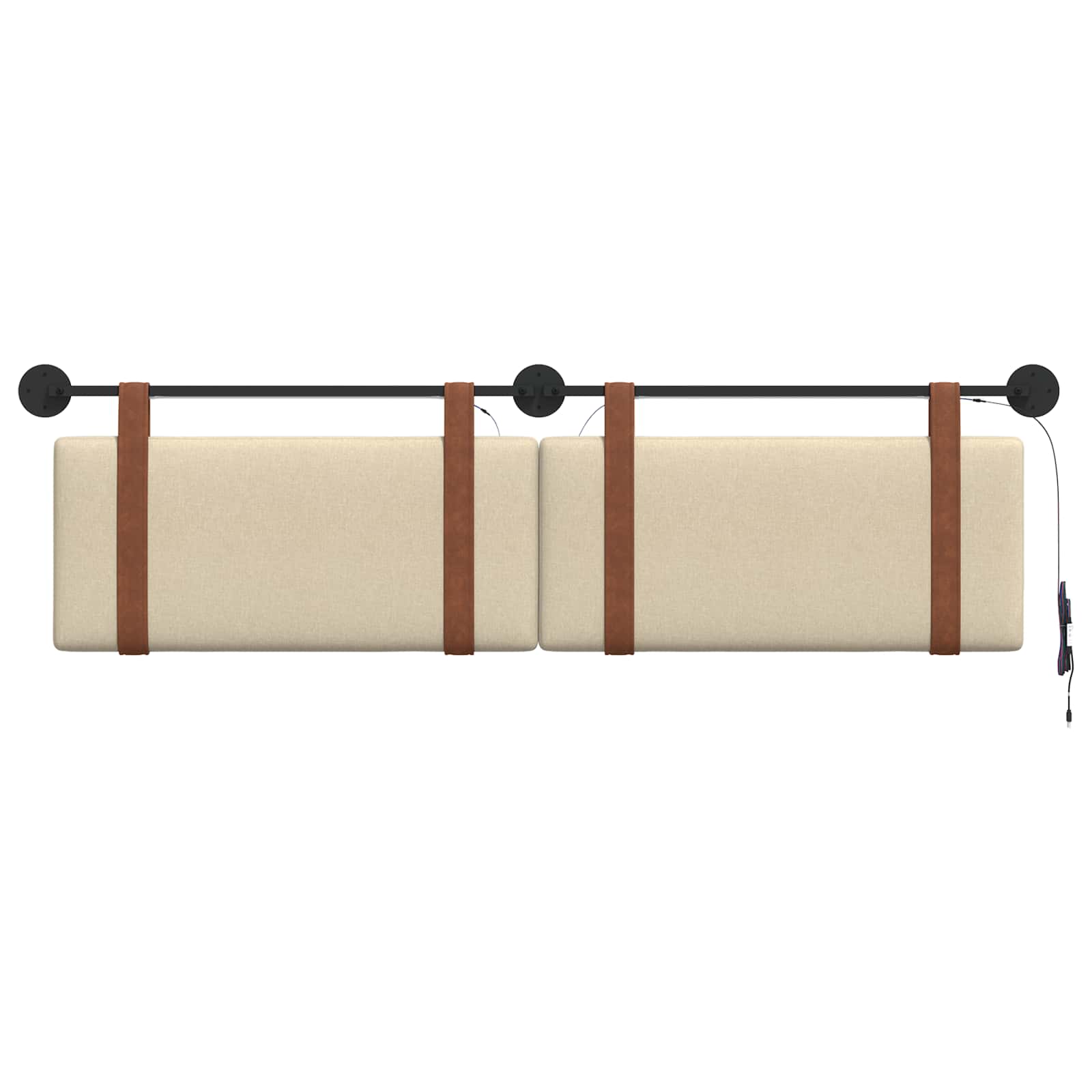 Hängendes Kopfteil Mit LED Licht Creme Antikes PU