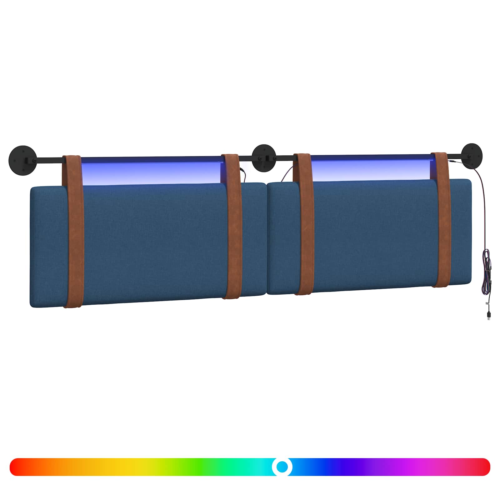 Hängendes Kopfteil Mit LED Licht Blau Antikes PU