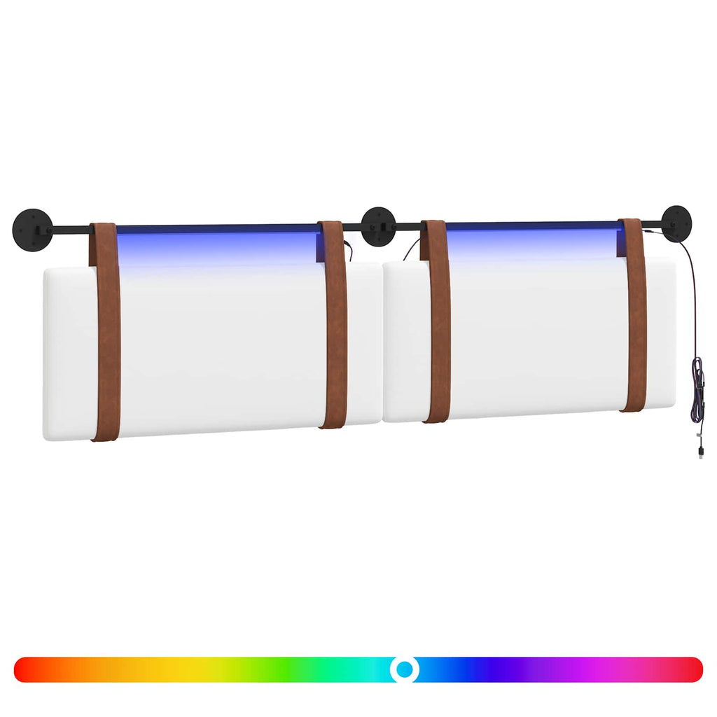Hängendes Kopfteil Mit LED Licht Weiß Antikes PU