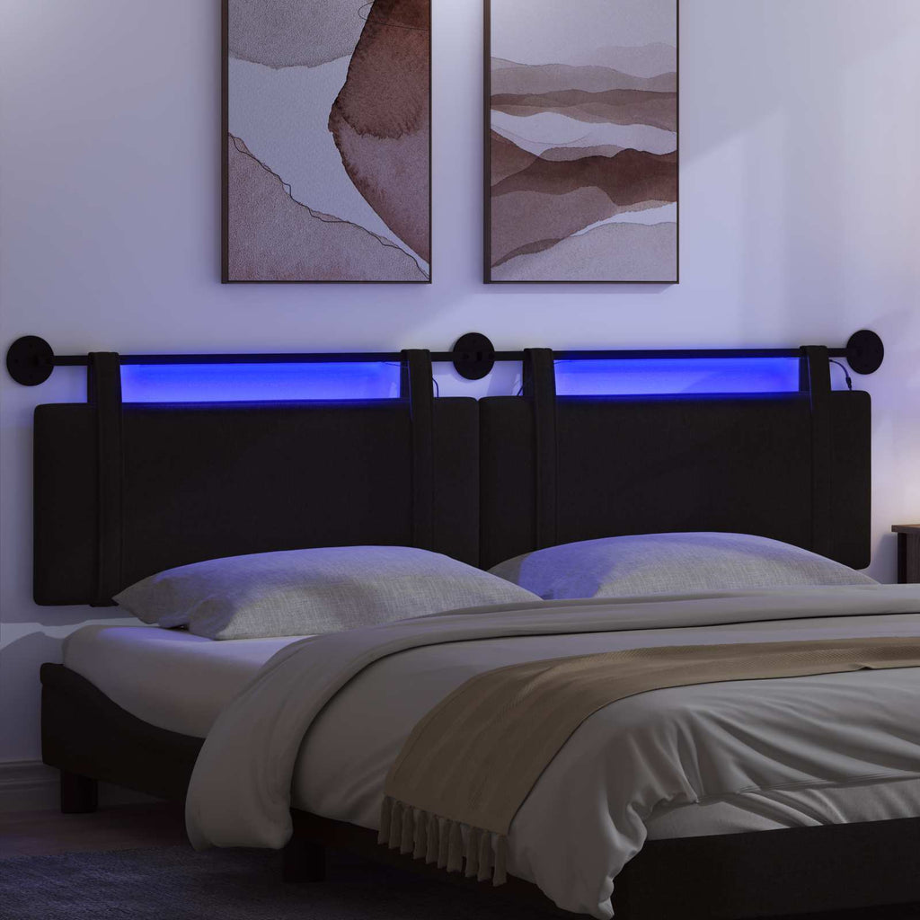 Hängendes Kopfteil Mit LED Licht Schwarz Stoff