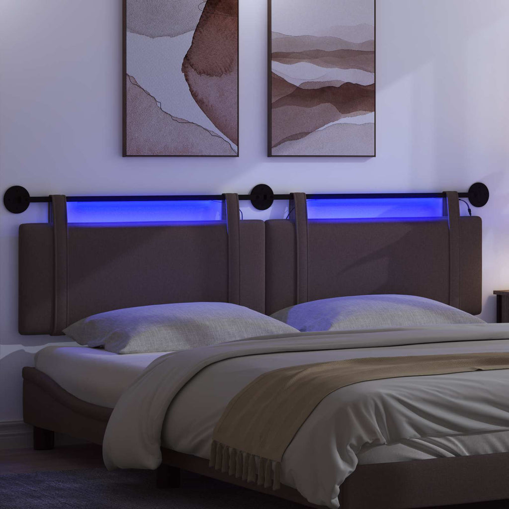 Hängendes Kopfteil Mit LED Licht Dunkelbraun Stoff