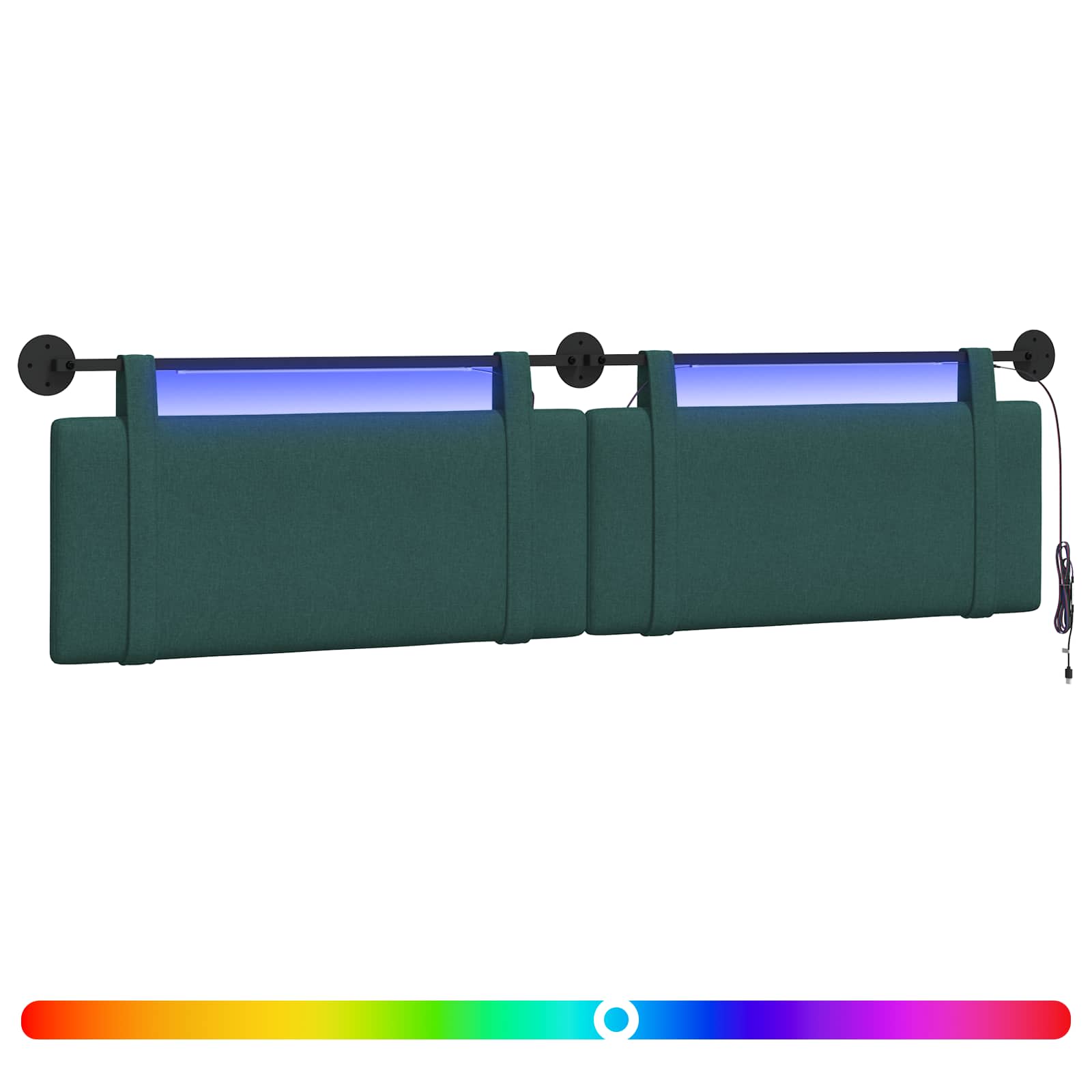 Hängendes Kopfteil Mit LED Licht Dunkelgrün Stoff