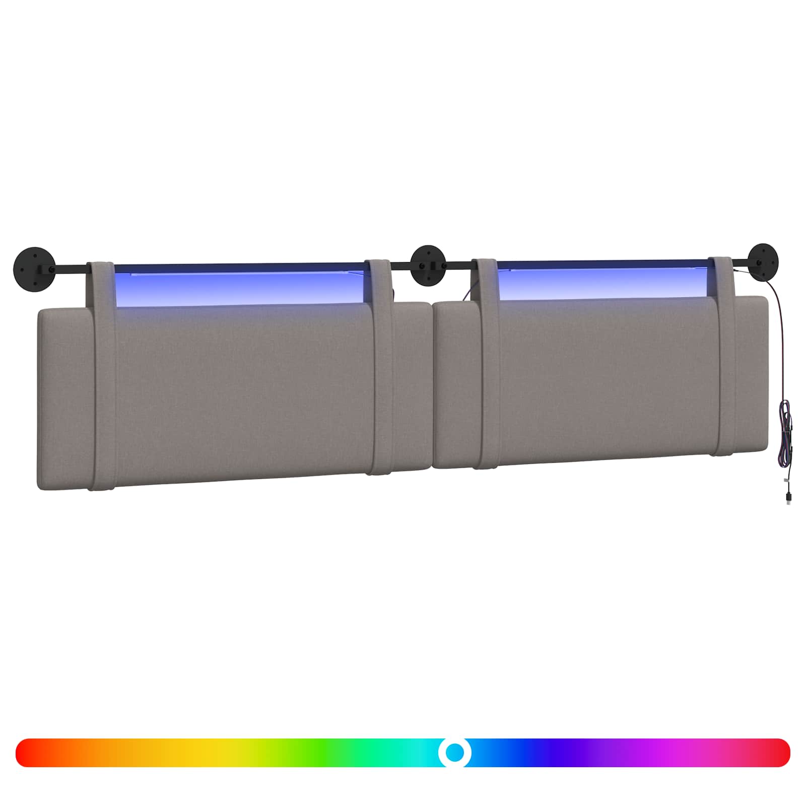Hängendes Kopfteil Mit LED Licht Taupe Stoff