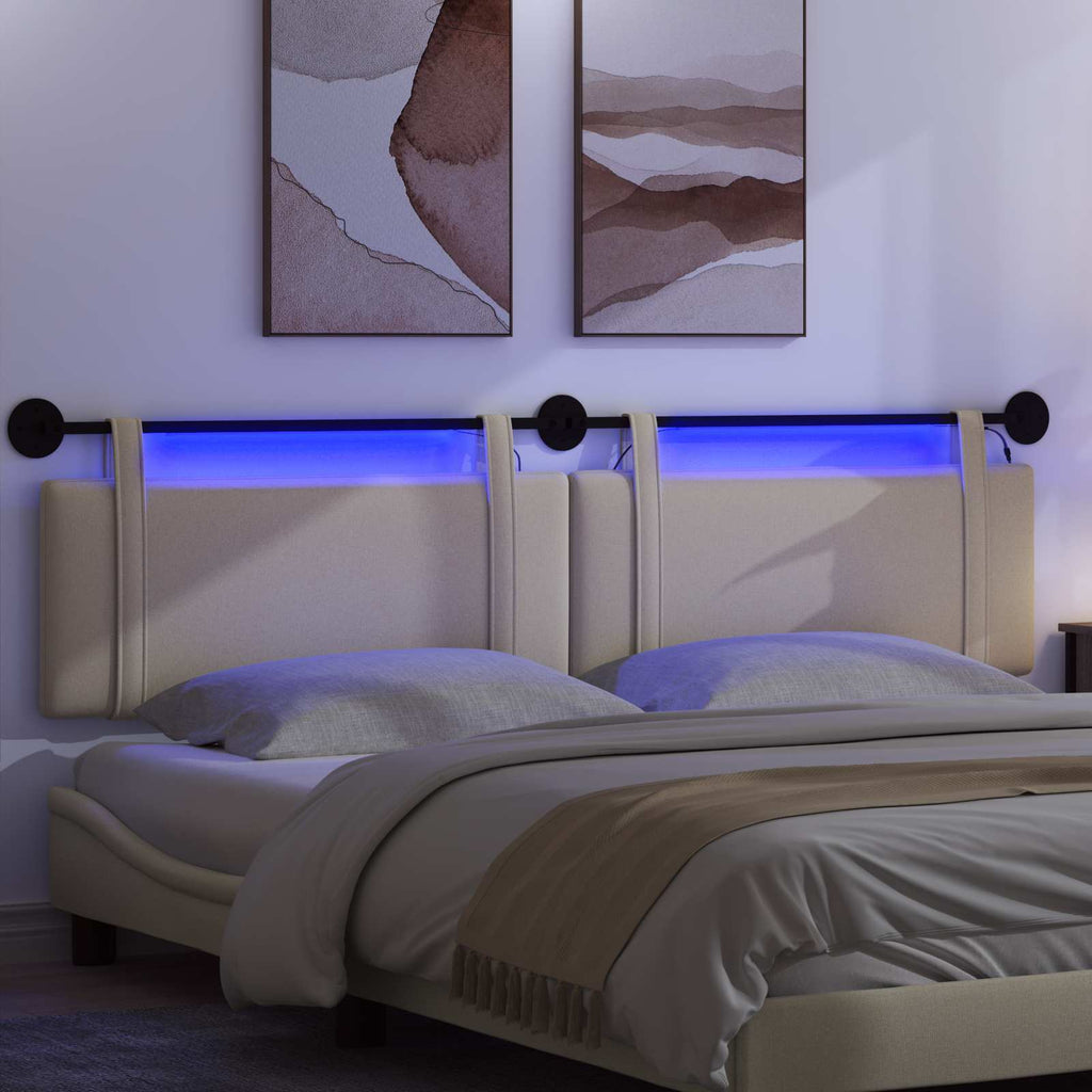 Hängendes Kopfteil Mit LED Licht Creme Stoff
