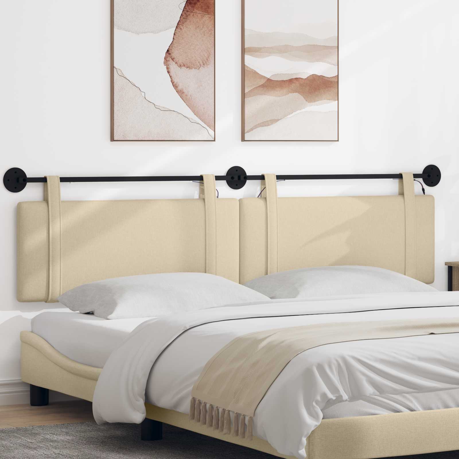 Hängendes Kopfteil Mit LED Licht Creme Stoff