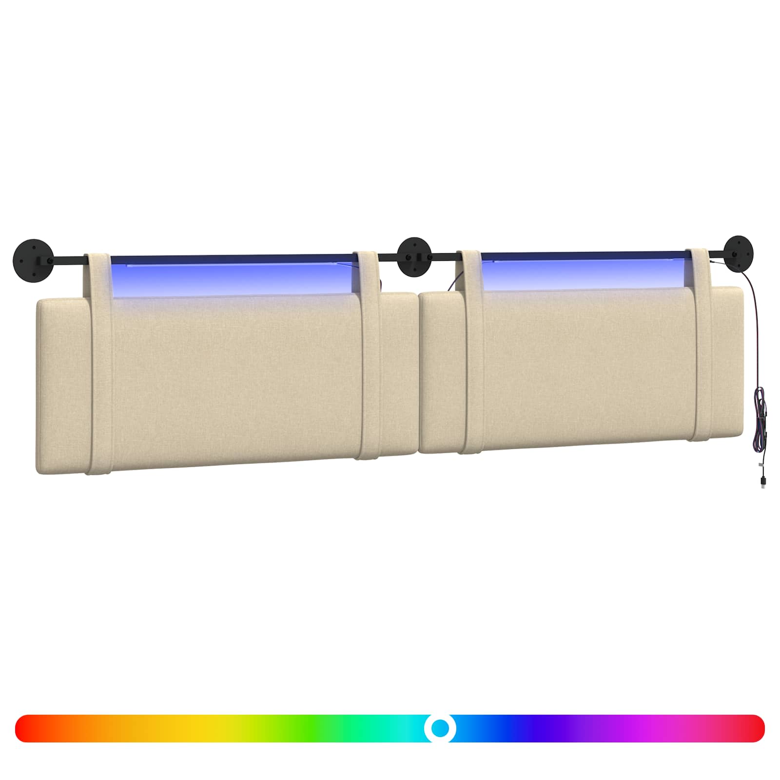 Hängendes Kopfteil Mit LED Licht Creme Stoff