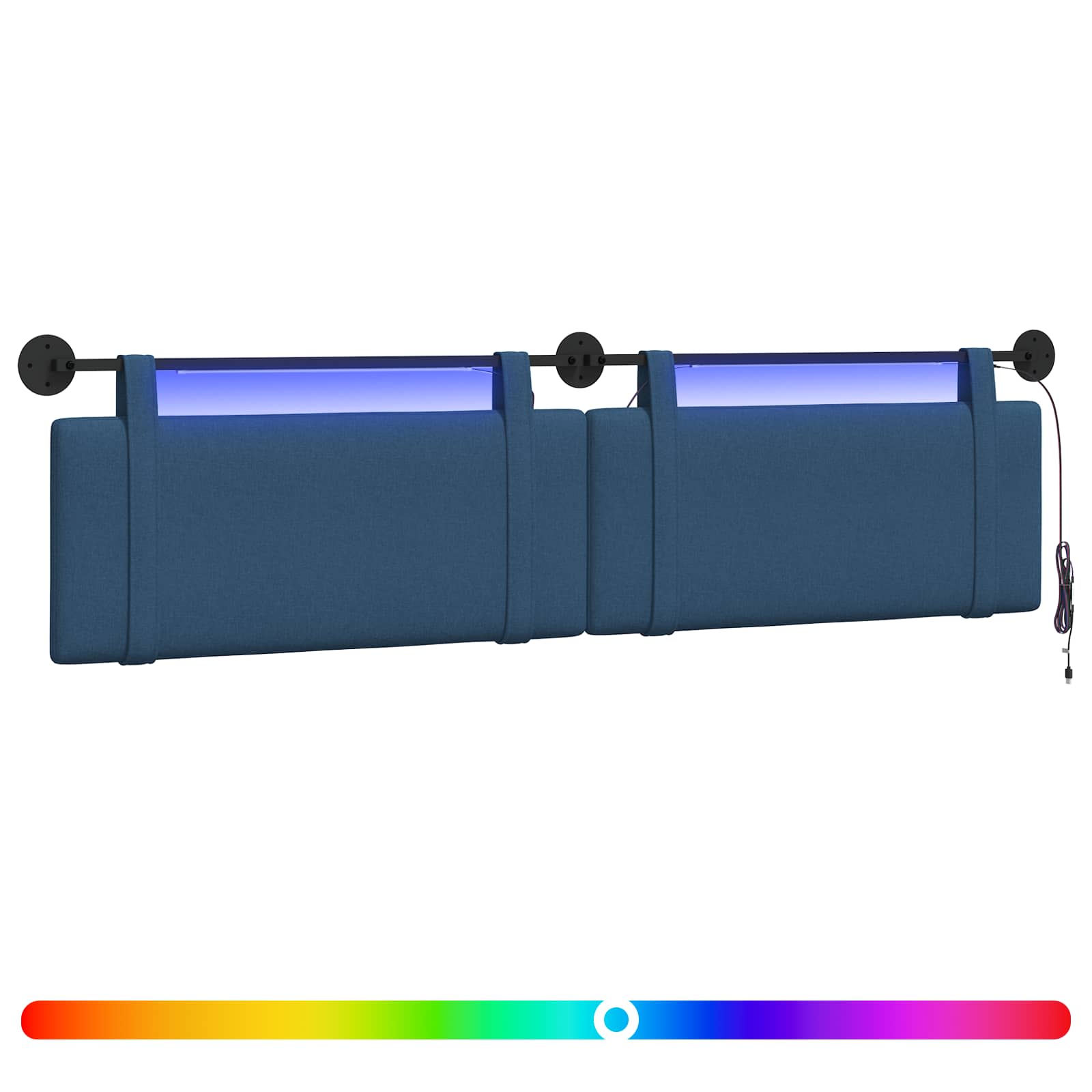Hängendes Kopfteil Mit LED Licht Blau Stoff