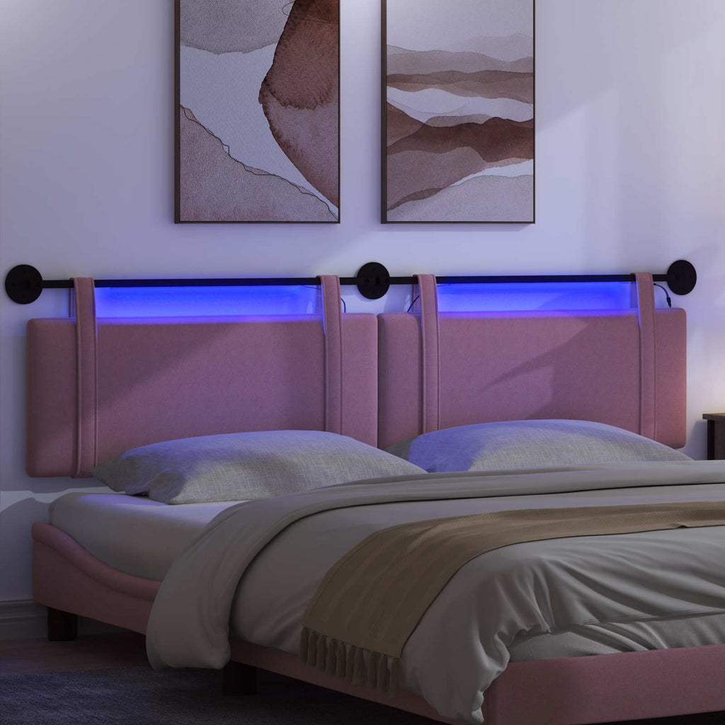 Hängendes Kopfteil Mit LED Licht Rosa Stoff