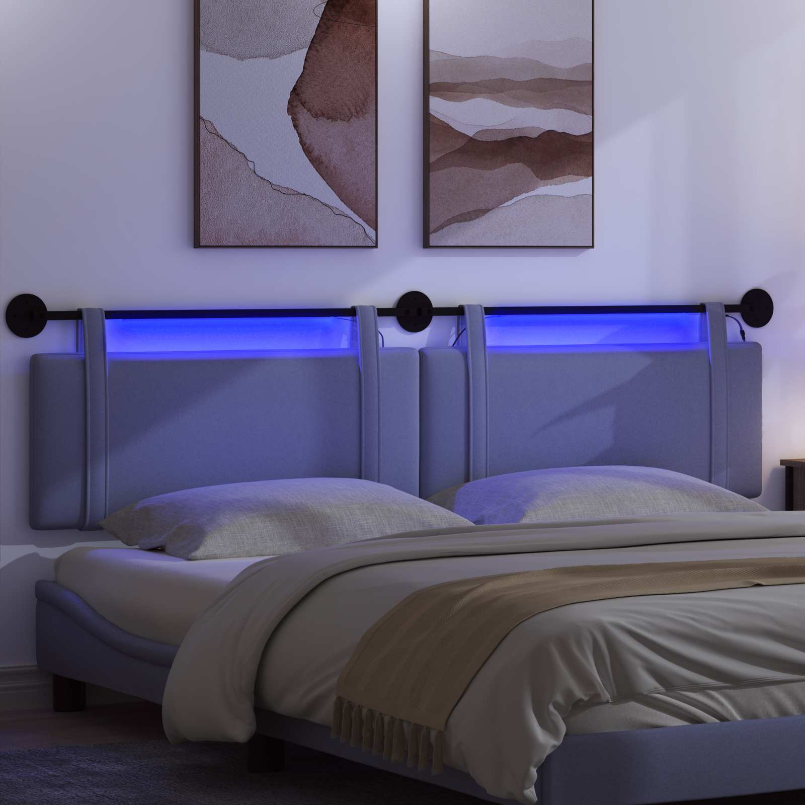 Hängendes Kopfteil Mit LED Licht Jeans blau Stoff