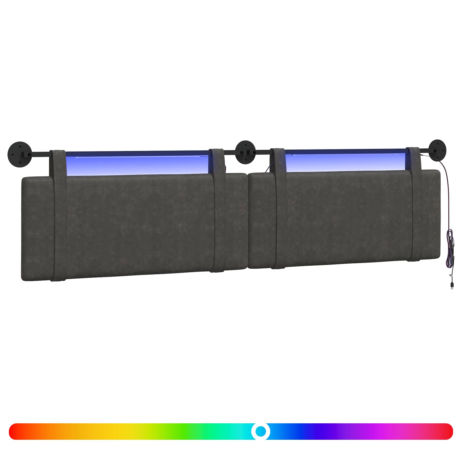 Hängendes Kopfteil Mit LED Licht Schwarz Antikes PU