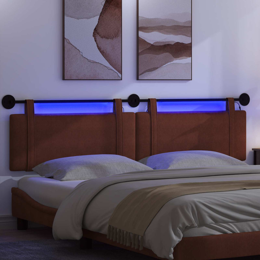 Hängendes Kopfteil Mit LED Licht Glänzendes Braun Antikes PU