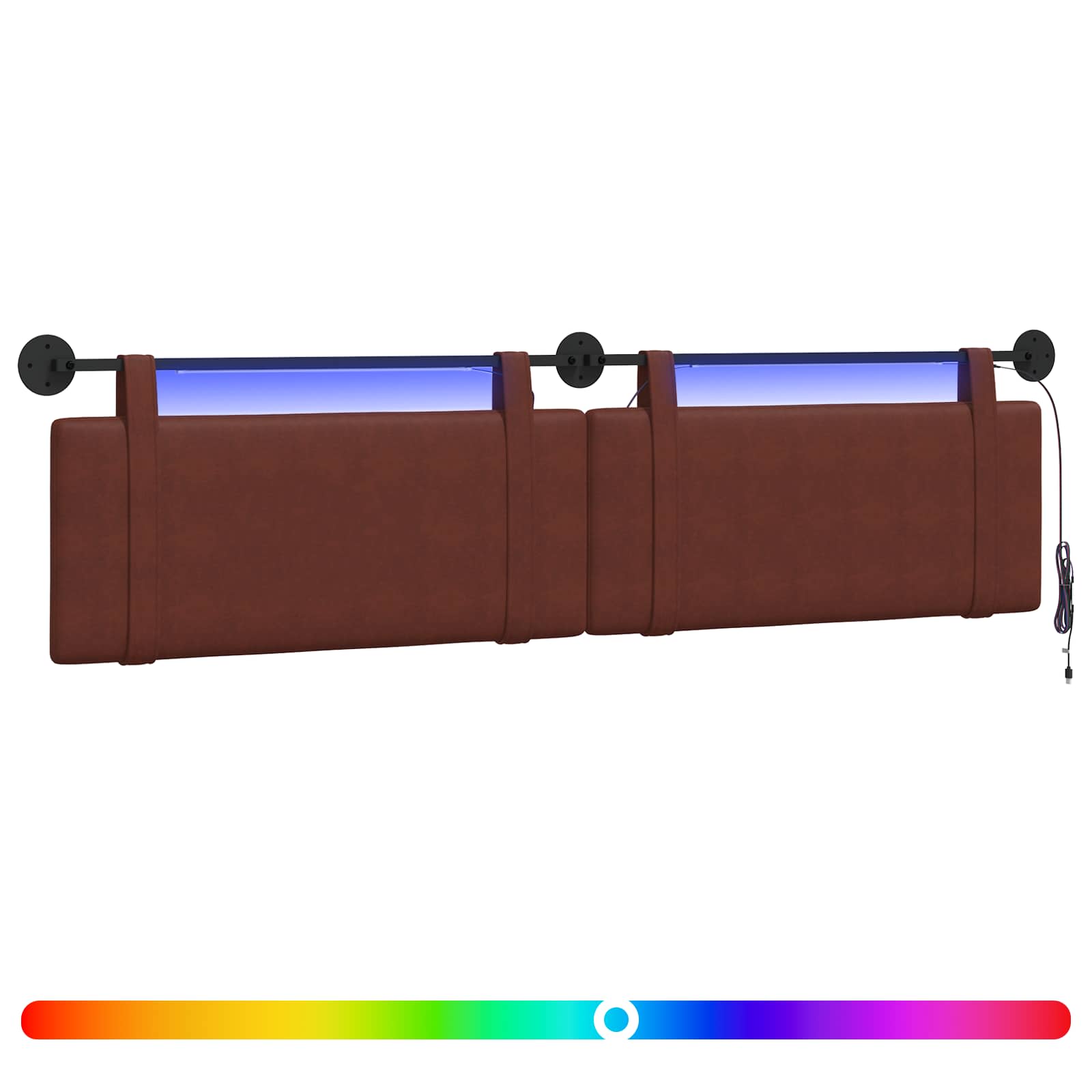 Hängendes Kopfteil Mit LED Licht Glänzendes Braun Antikes PU