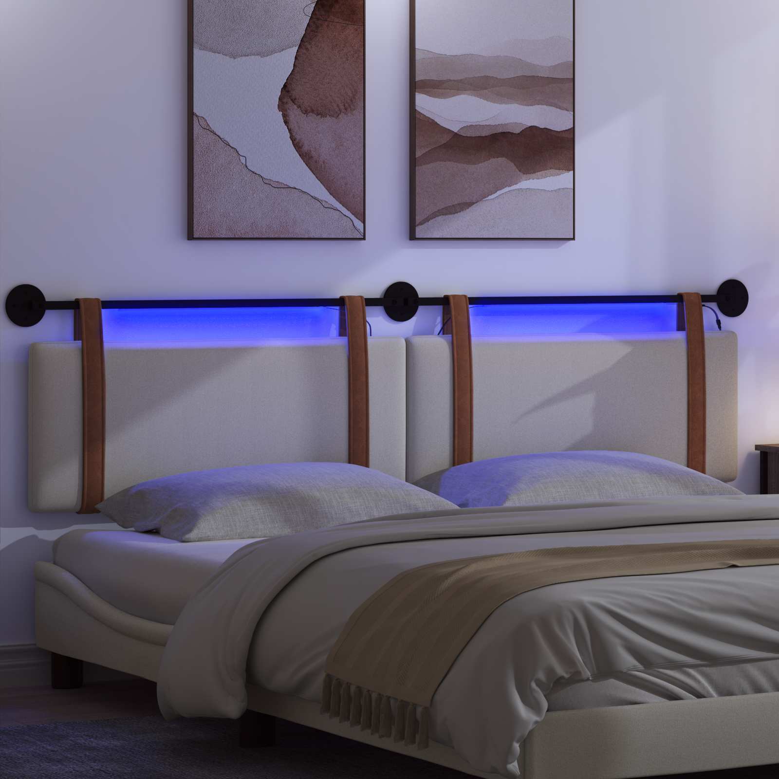 Hängendes Kopfteil Mit LED Licht Wolkengrau Antikes PU