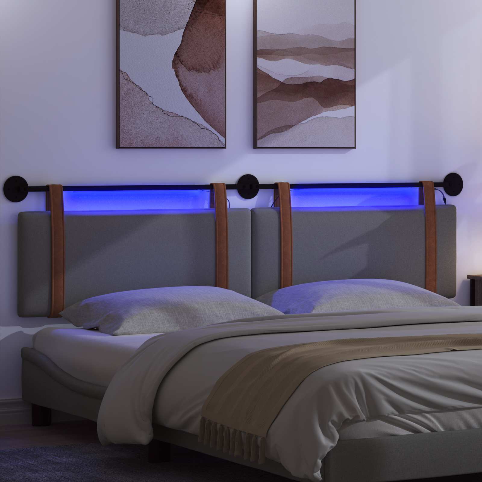 Hängendes Kopfteil Mit LED Licht Dunkelgrau Antikes PU