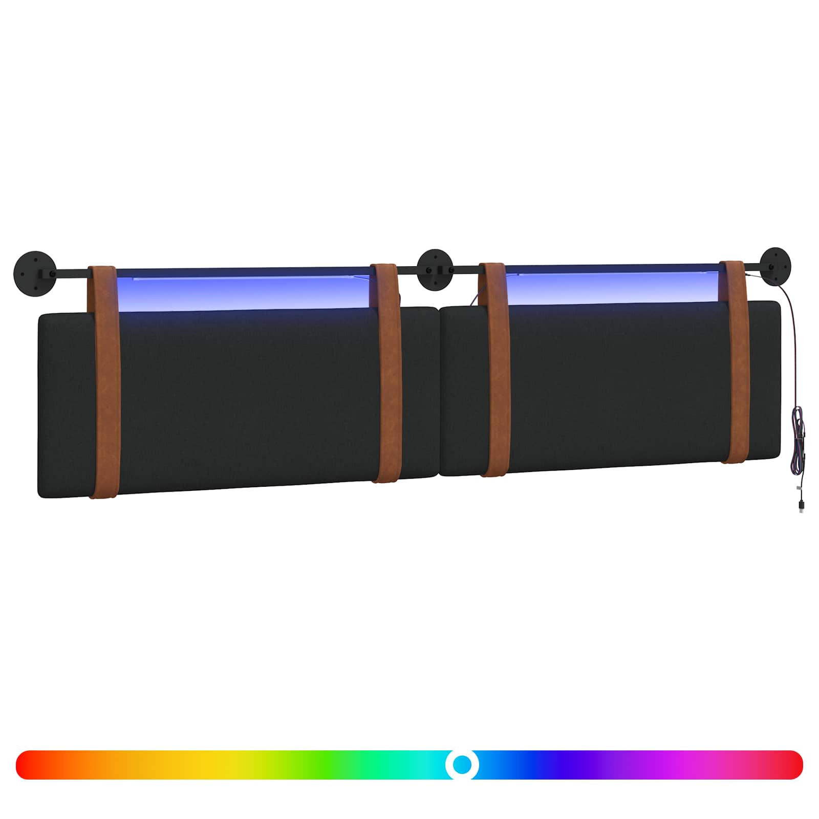 Hängendes Kopfteil Mit LED Licht Schwarz Antikes PU