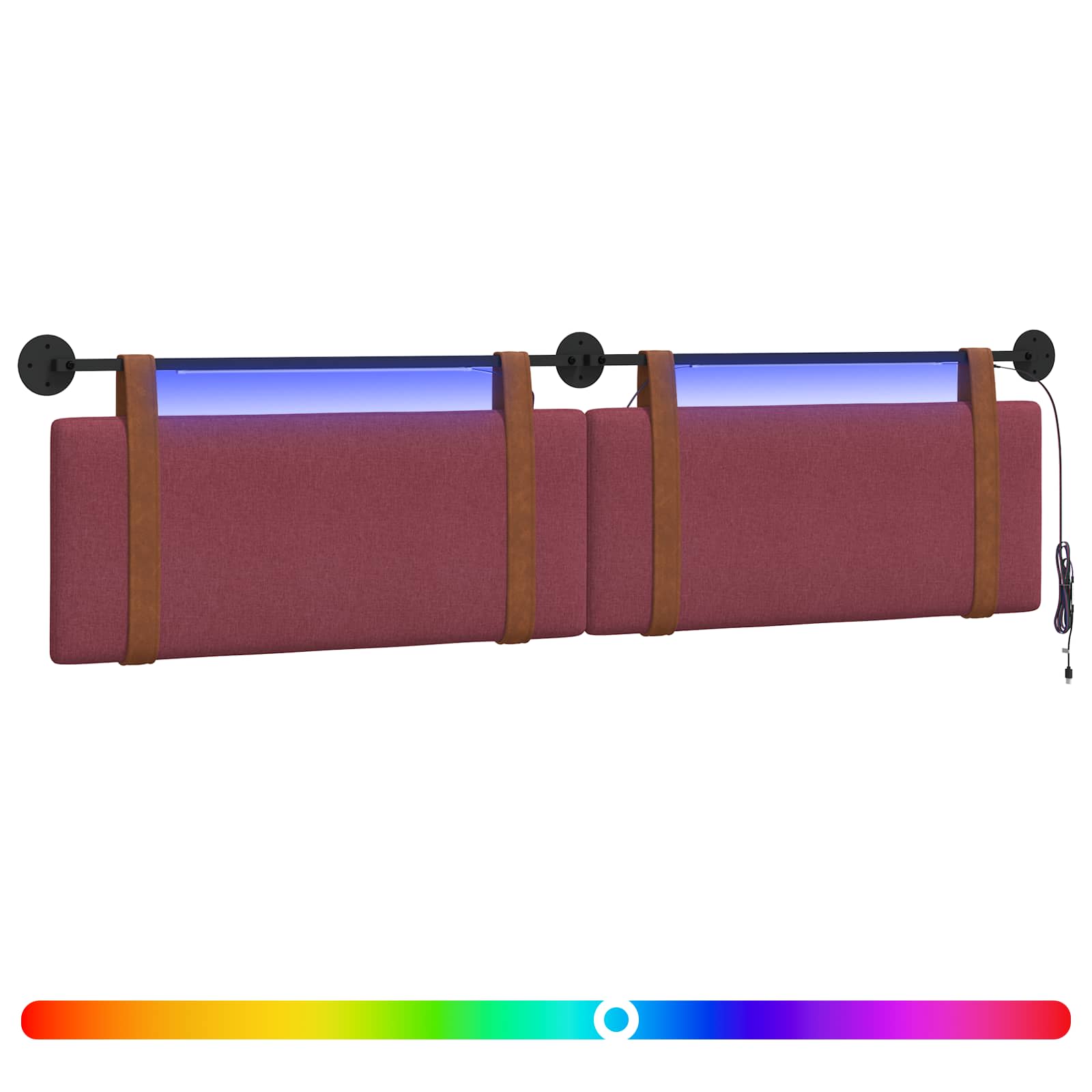 Hängendes Kopfteil Mit LED Licht Weinrot Antikes PU