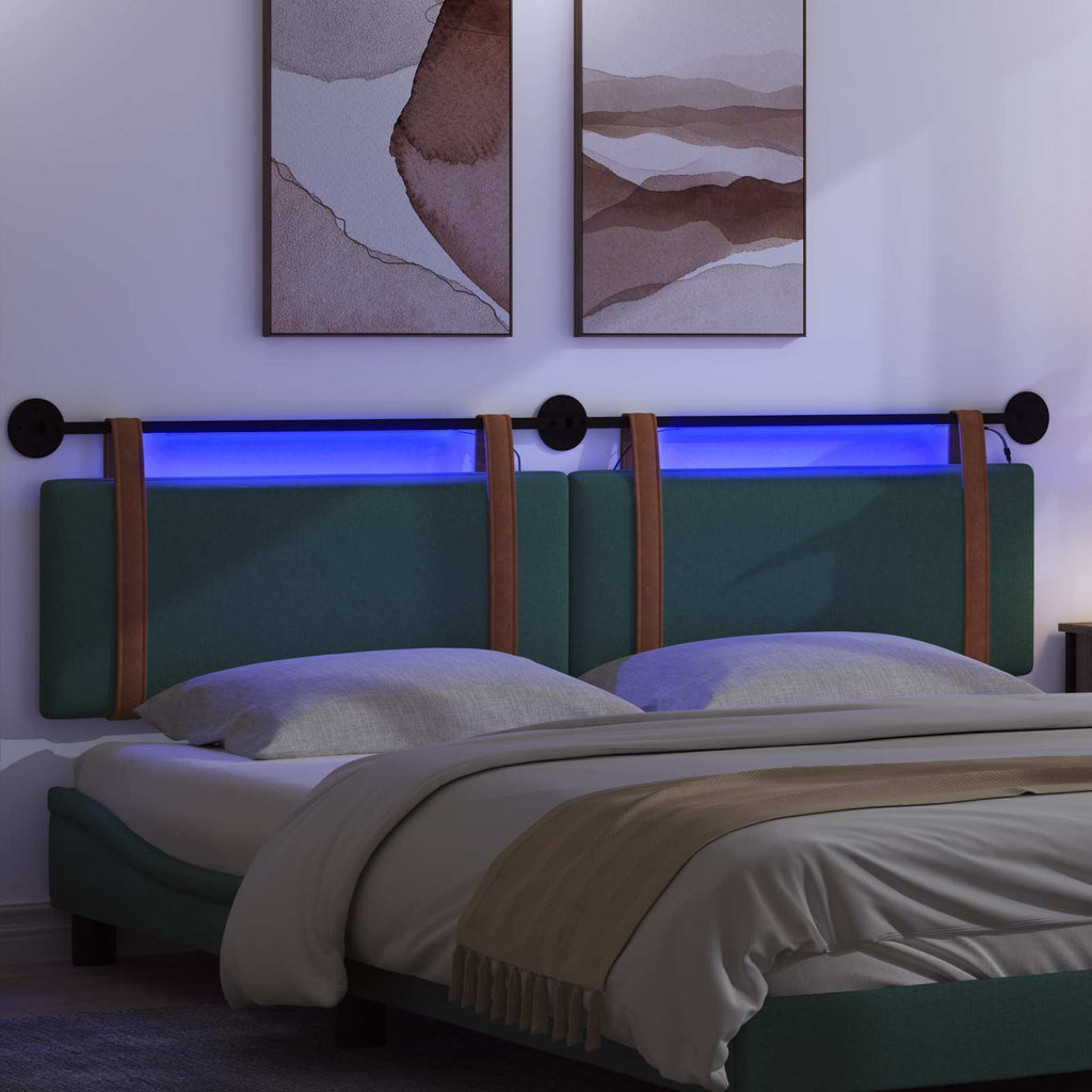 Hängendes Kopfteil Mit LED Licht Dunkelgrün Antikes PU