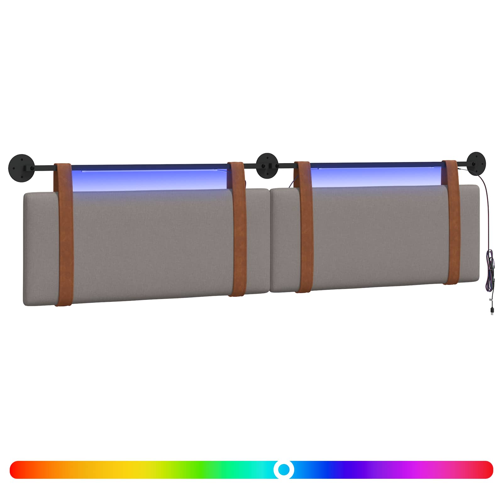 Hängendes Kopfteil Mit LED Licht Taupe Antikes PU