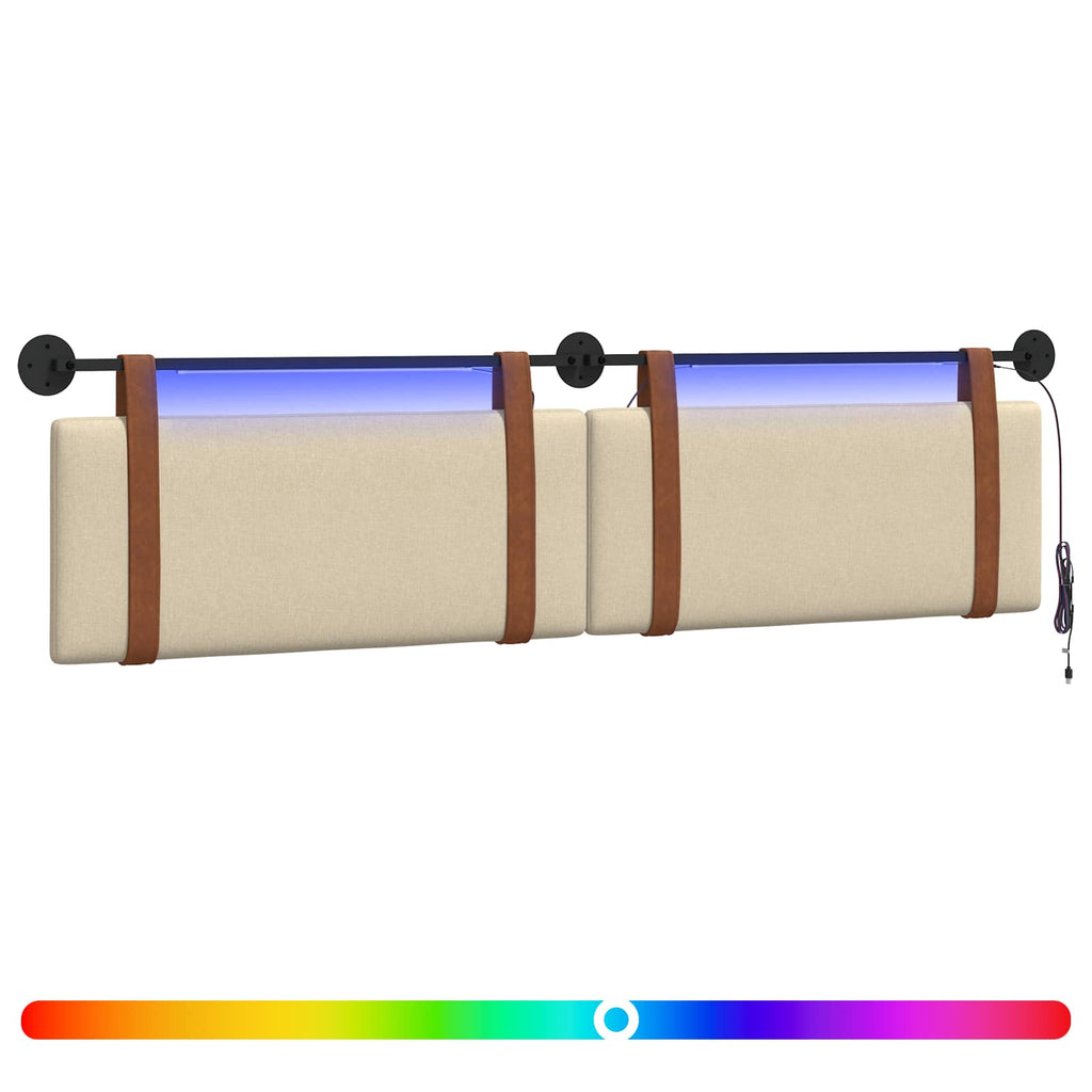 Hängendes Kopfteil Mit LED Licht Creme Antikes PU