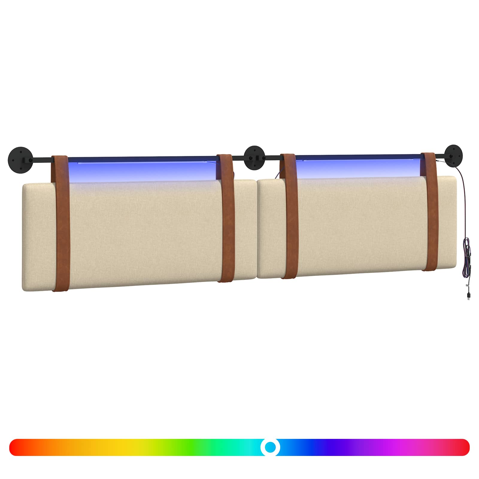 Hängendes Kopfteil Mit LED Licht Creme Antikes PU
