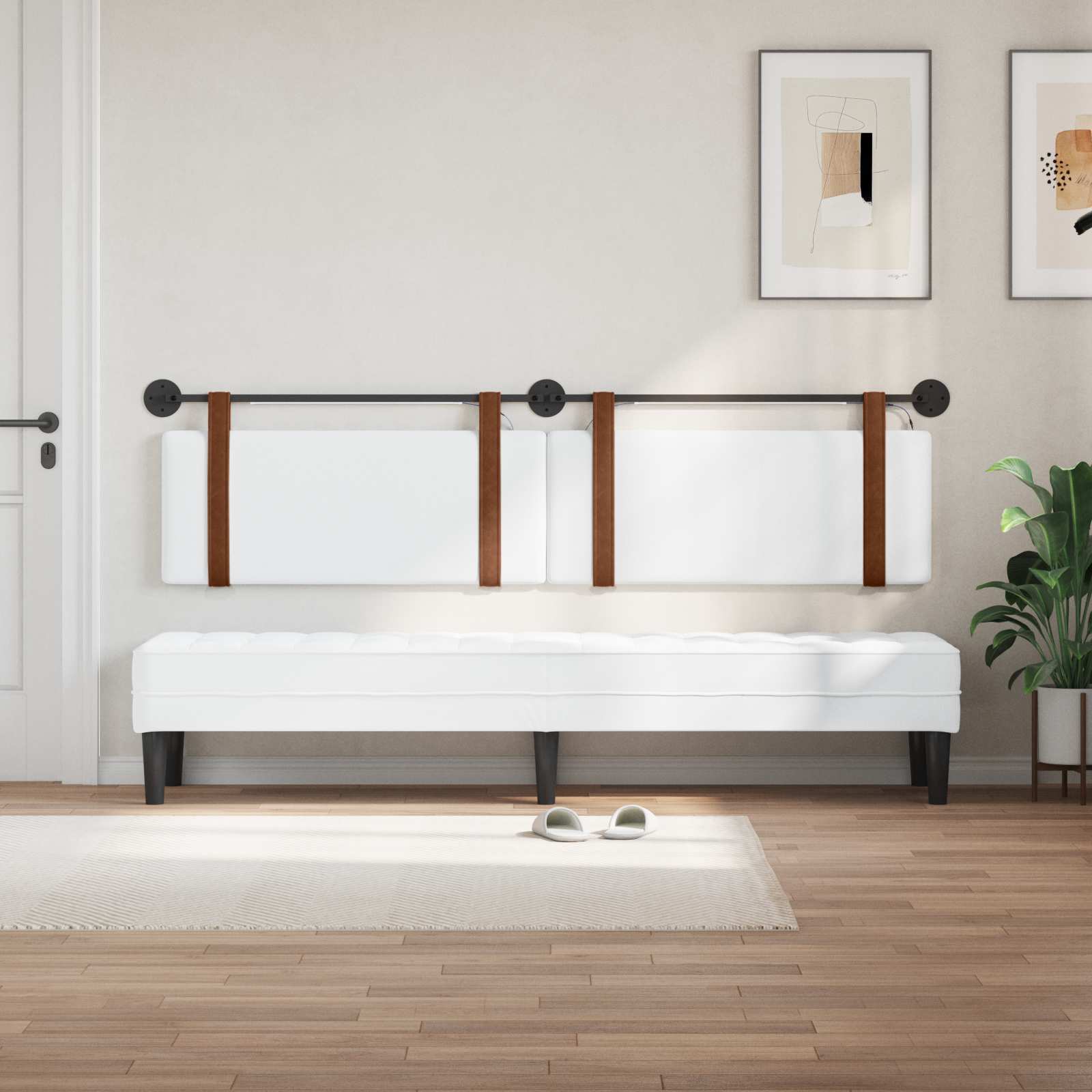 Hängendes Kopfteil Mit LED Licht Weiß Antikes PU