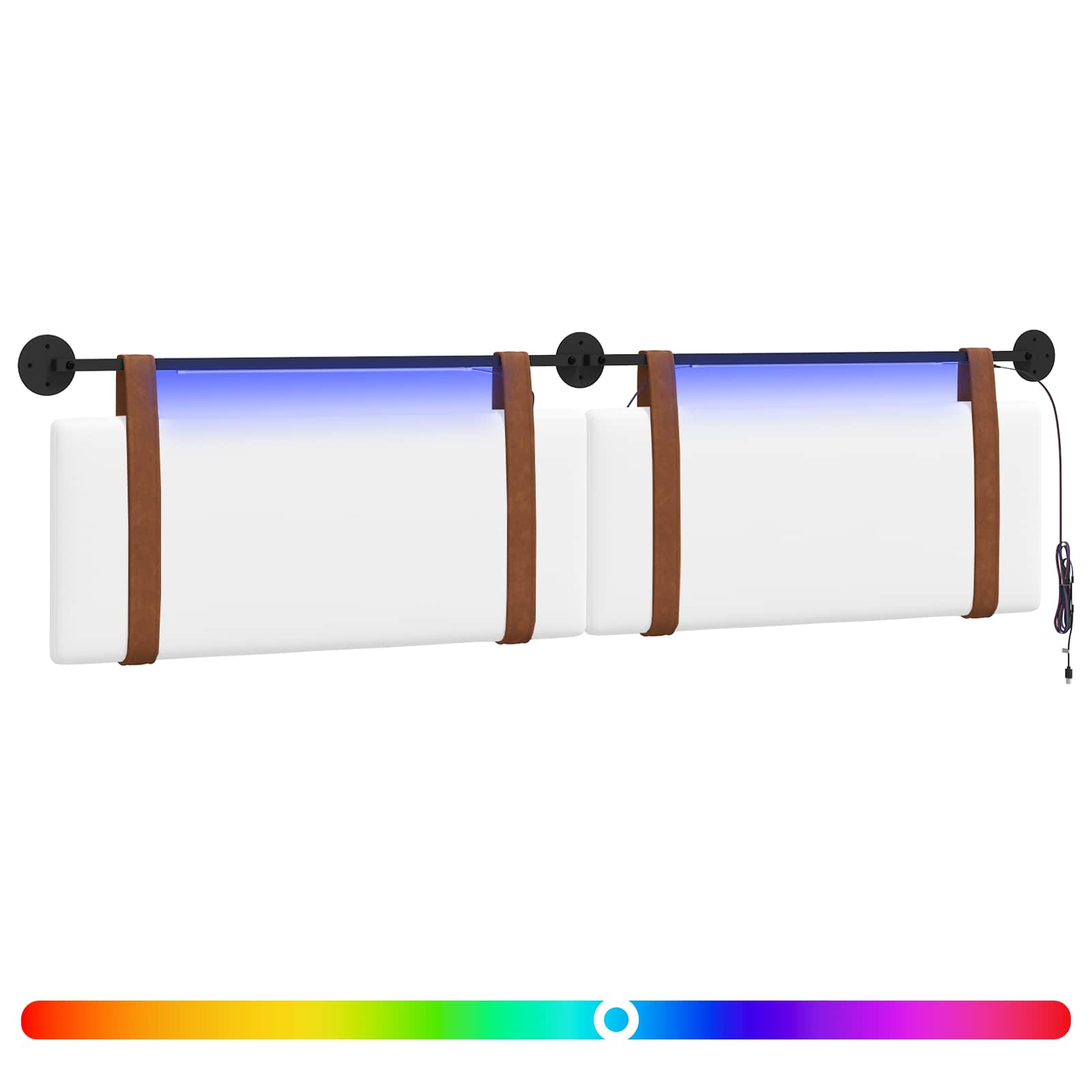 Hängendes Kopfteil Mit LED Licht Weiß Antikes PU