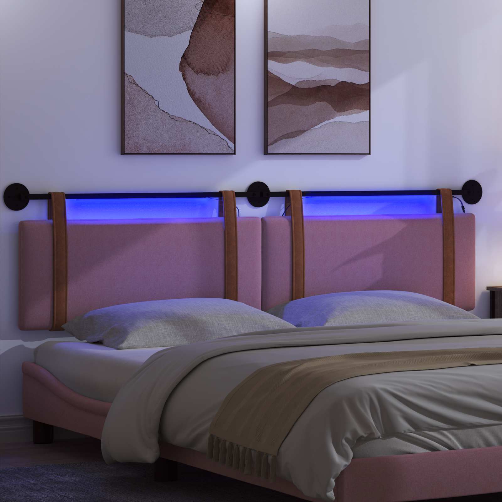 Hängendes Kopfteil Mit LED Licht Rosa Antikes PU