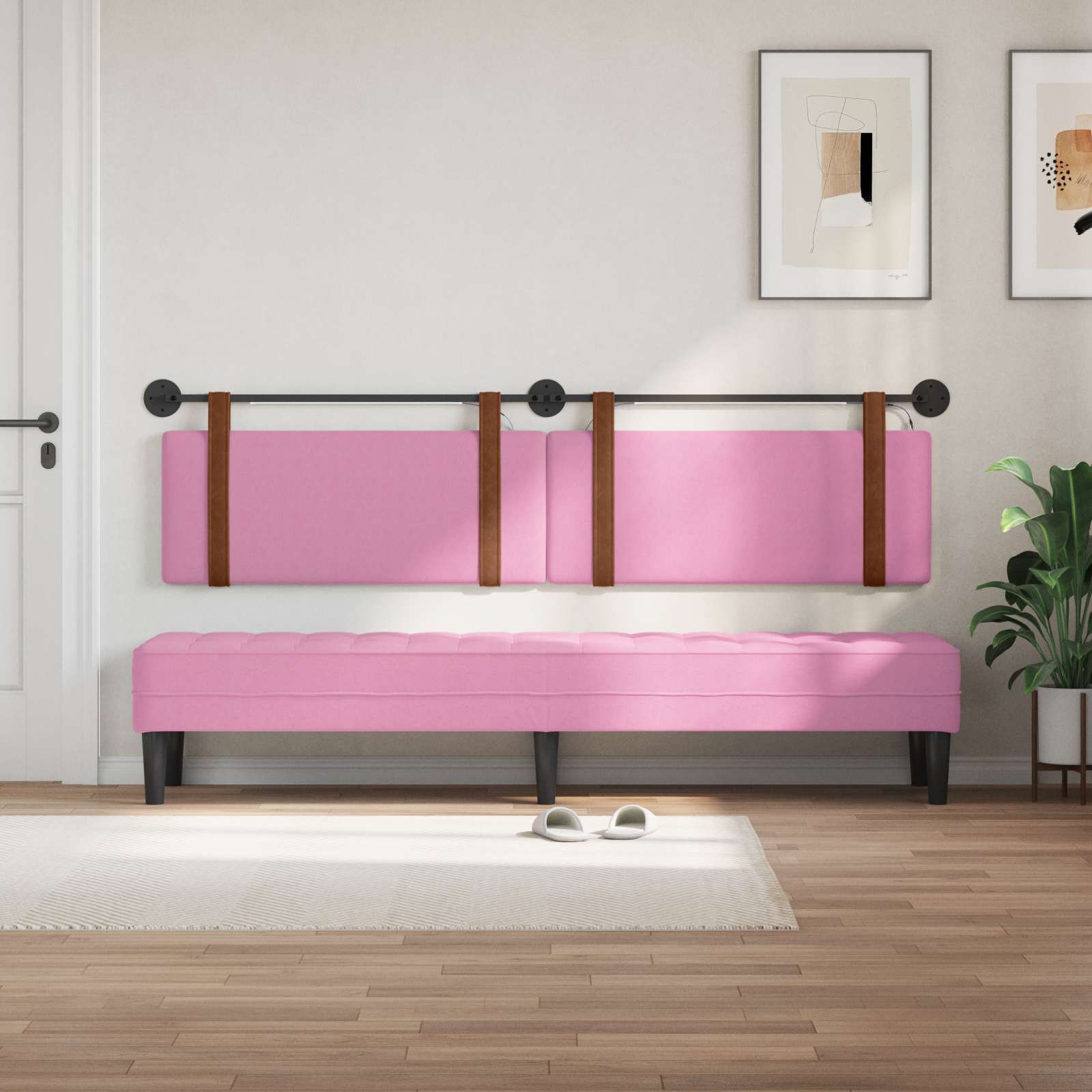 Hängendes Kopfteil Mit LED Licht Rosa Antikes PU