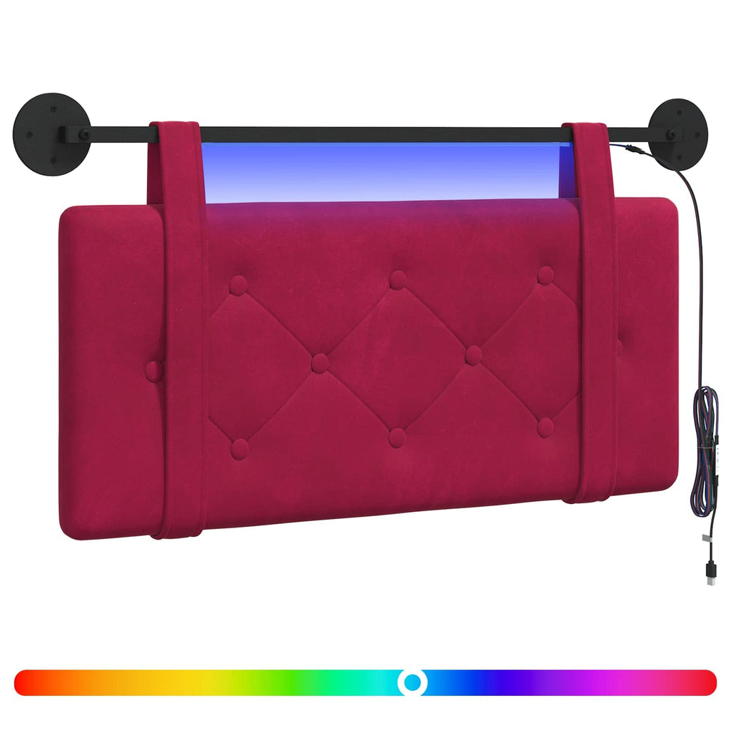 Hängendes Kopfteil Mit LED Licht Weinrot Samt