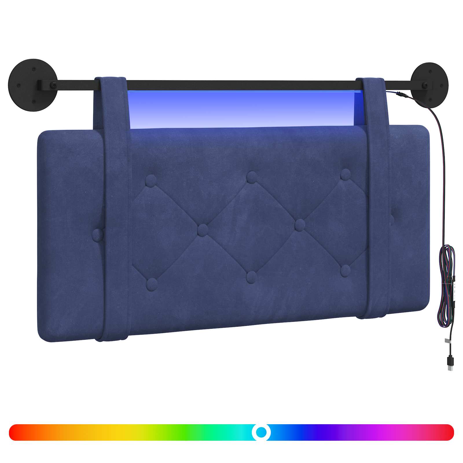 Hängendes Kopfteil Mit LED Licht Polizeiblau Samt