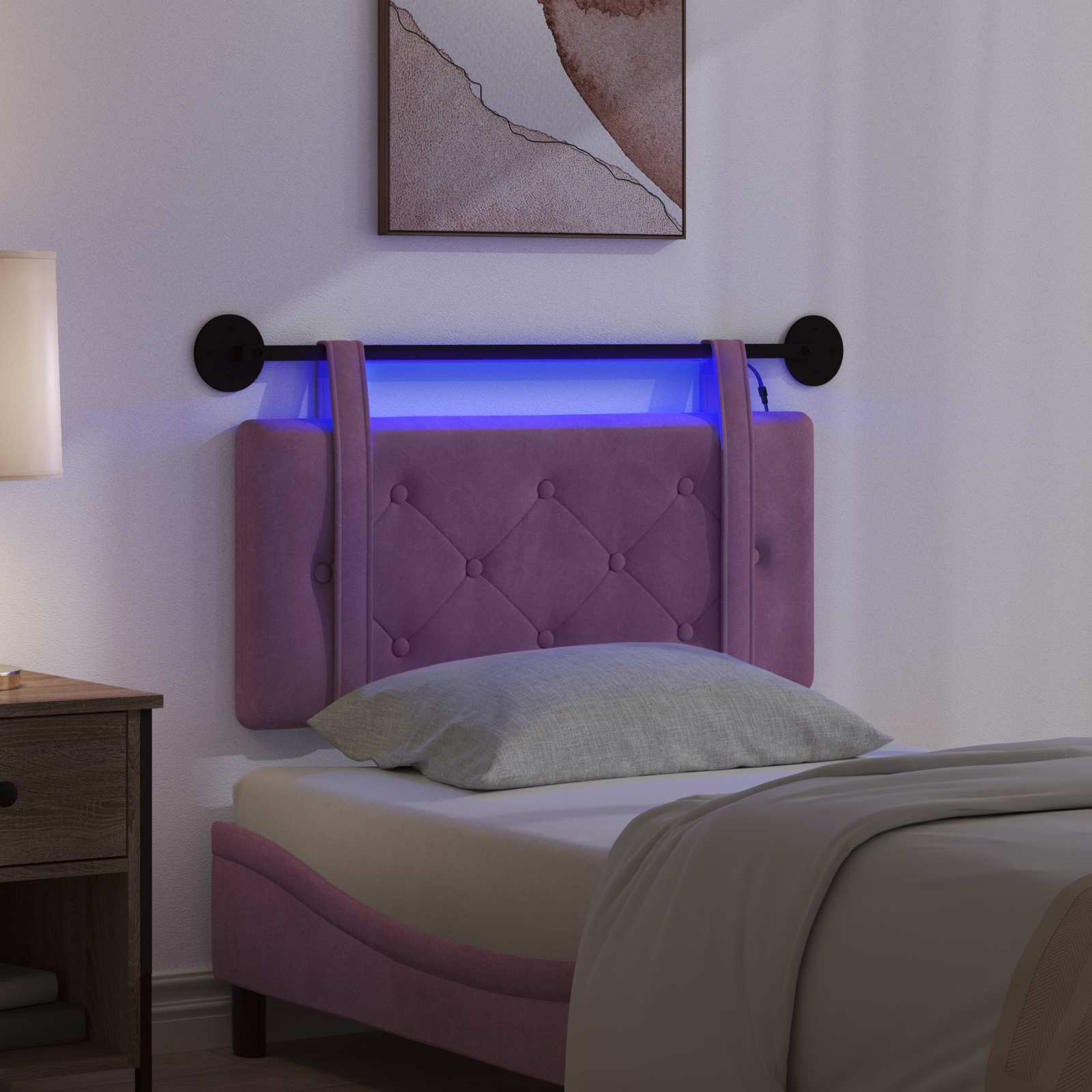 Hängendes Kopfteil Mit LED Licht Lila Samt