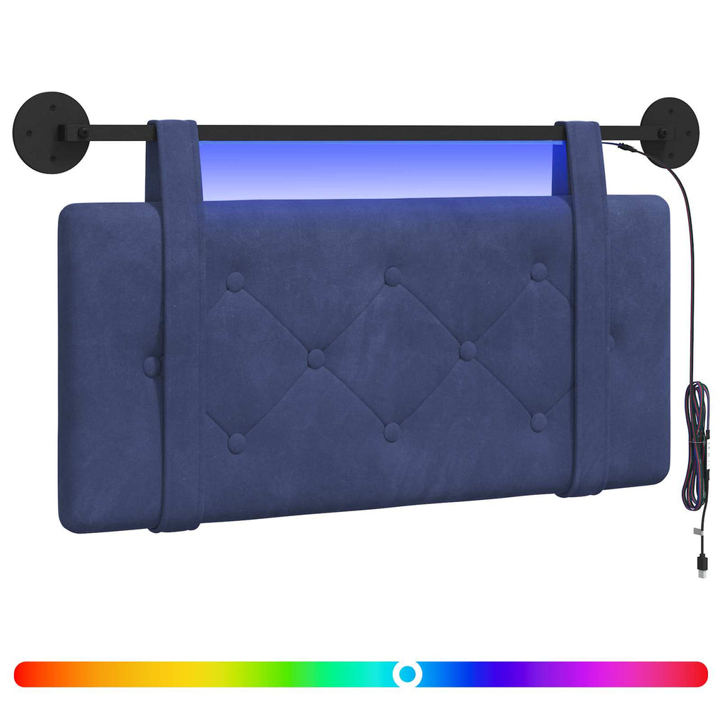 Hängendes Kopfteil Mit LED Licht Polizeiblau Samt