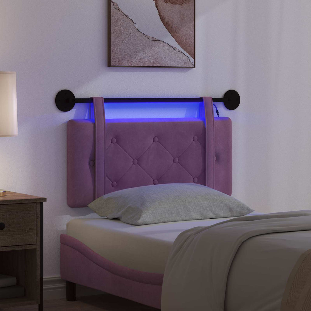 Hängendes Kopfteil Mit LED Licht Lila Samt