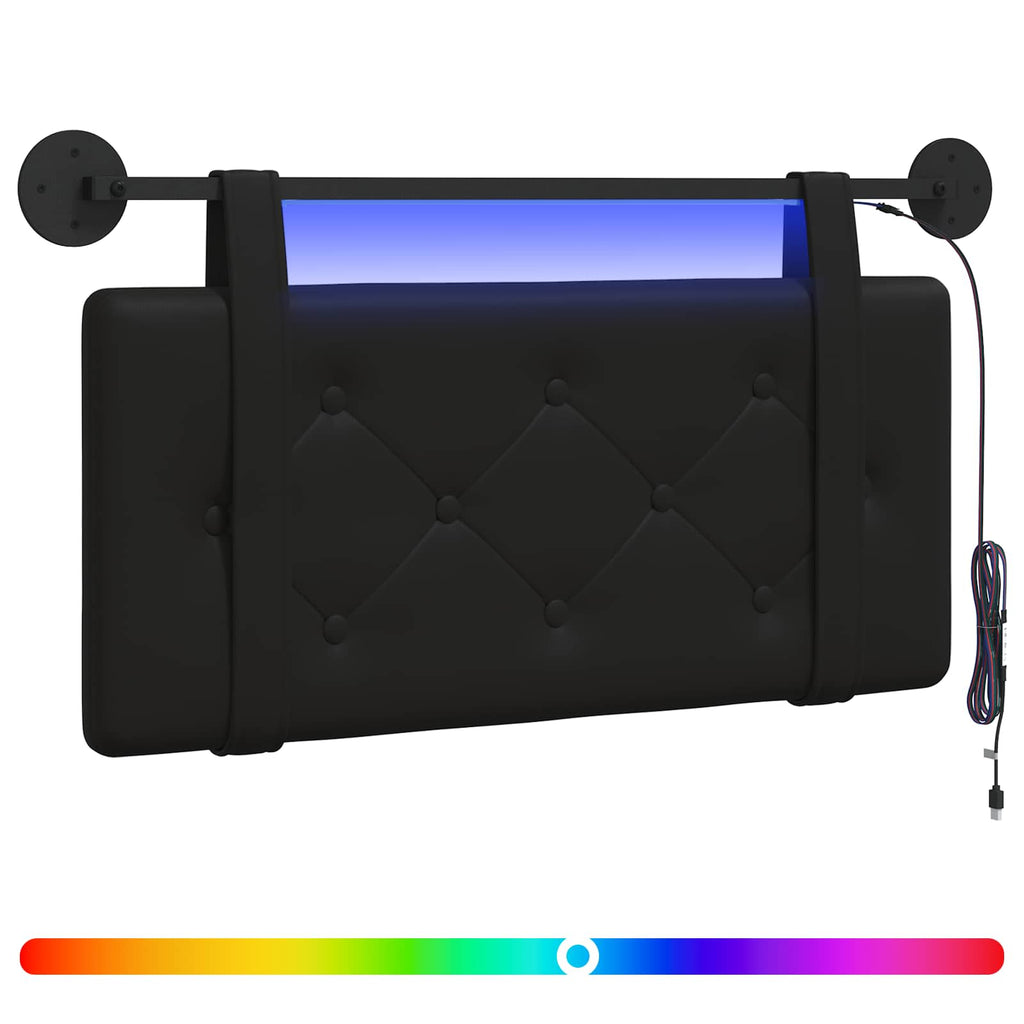 Hängendes Kopfteil Mit LED Licht Schwarz Kunstleder