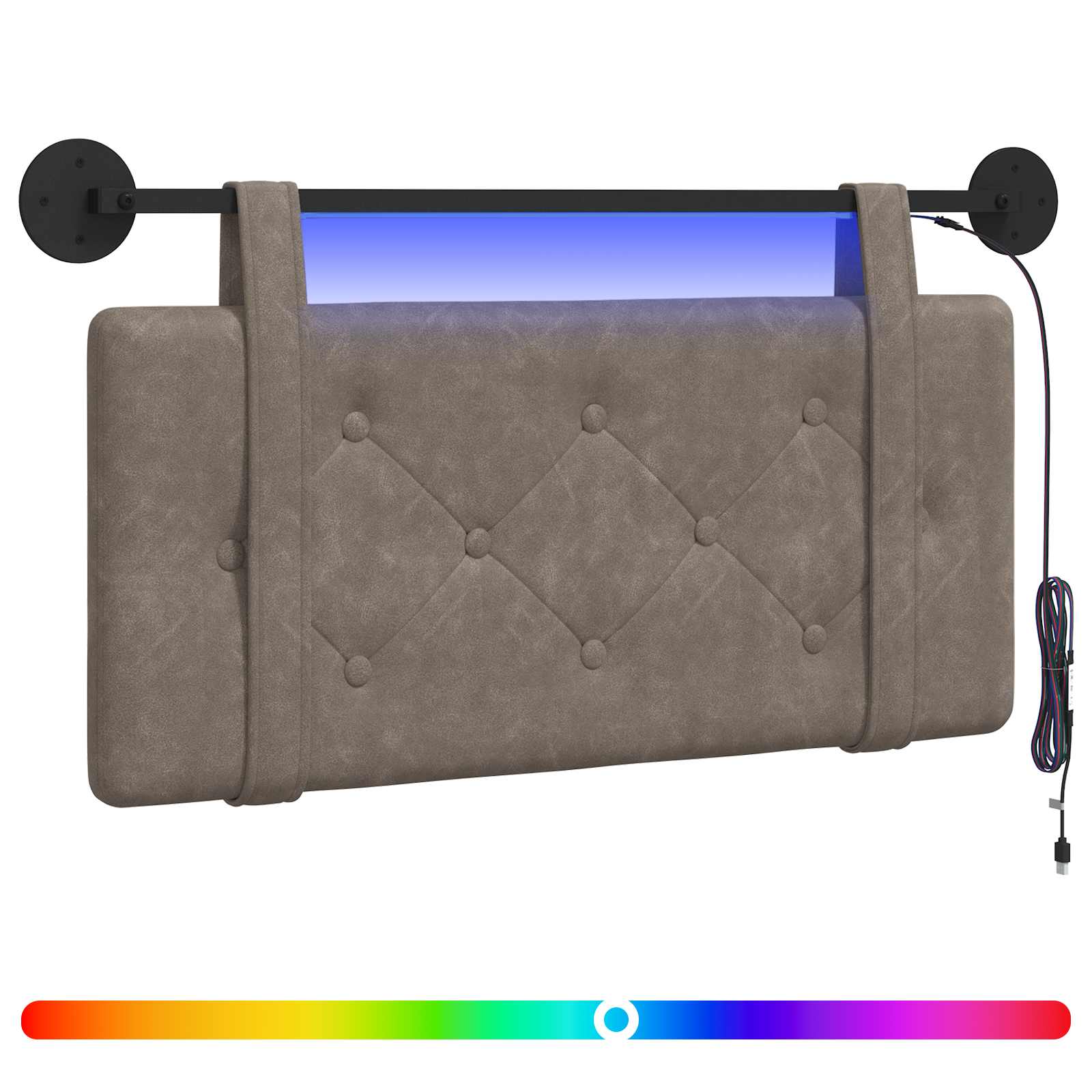 Hängendes Kopfteil Mit LED Licht Grau Antikes PU