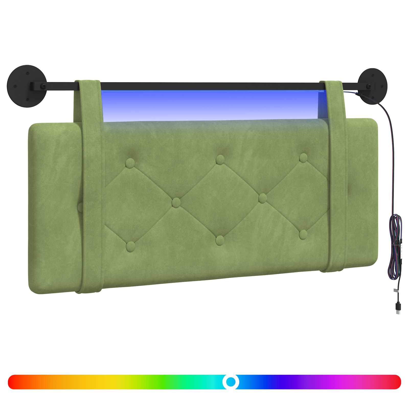 Hängendes Kopfteil Mit LED Licht Hellgrün Samt