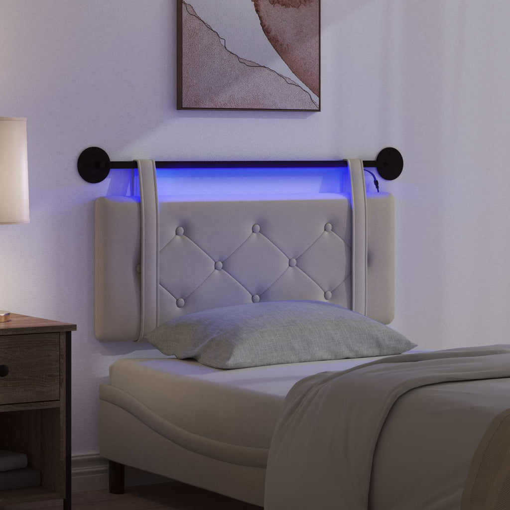 Hängendes Kopfteil Mit LED Licht Creme Kunstleder