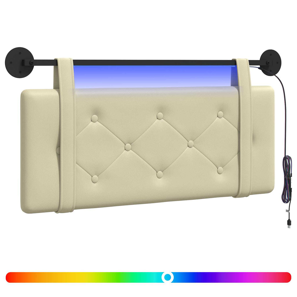 Hängendes Kopfteil Mit LED Licht Creme Kunstleder